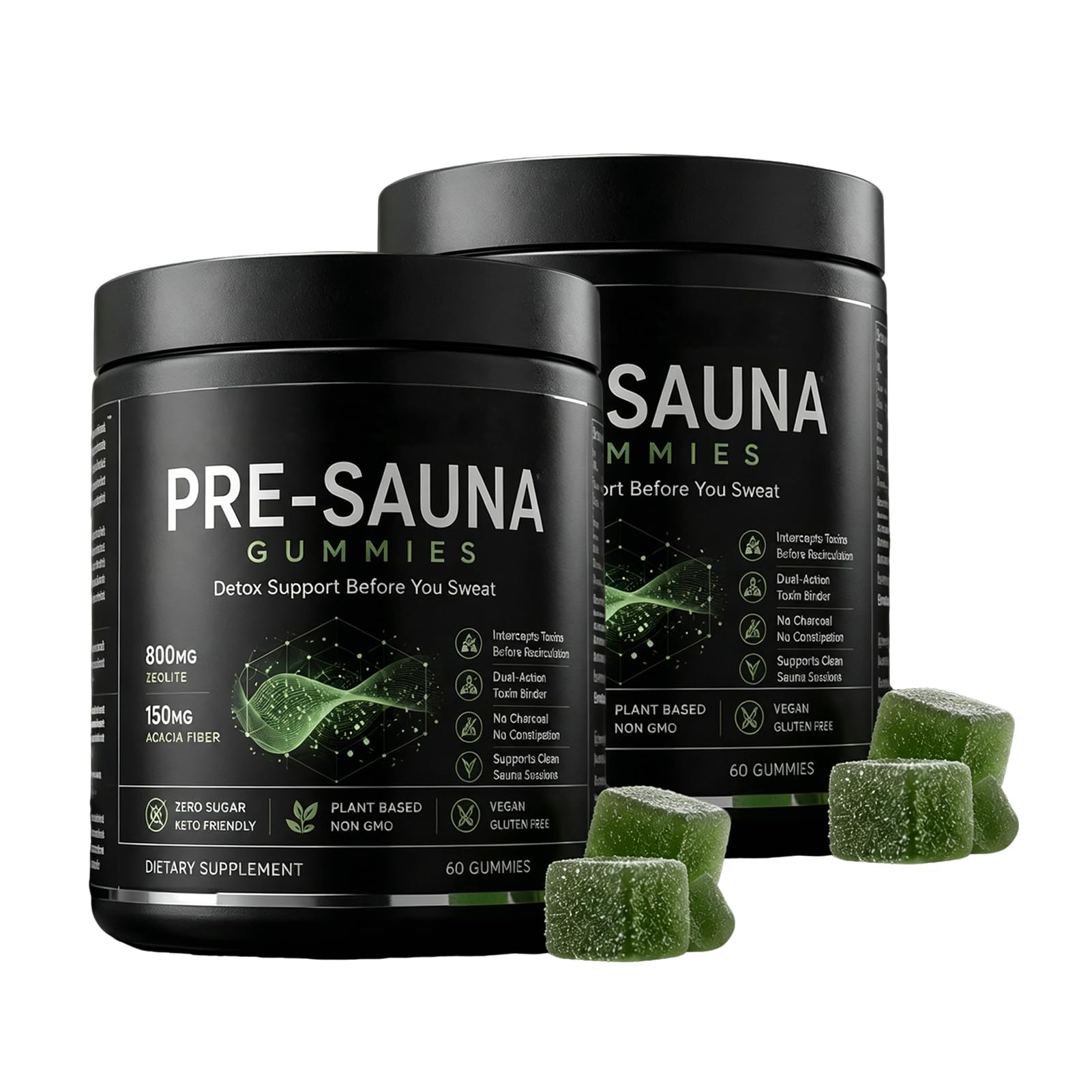 Tfnovg Pre-Sauna Gummies with Clinoptilolite Zeolite + Acacia Fiber, 60 Gummies