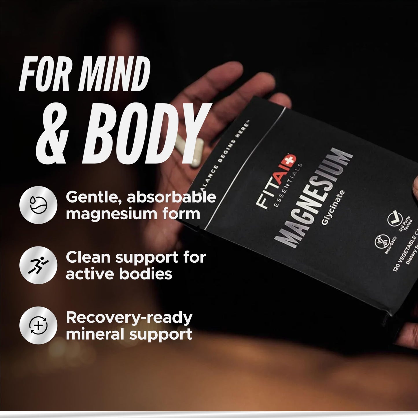 LIFEAID FITAID Essentials Magnesium Glycinate Recovery 120 Capsules