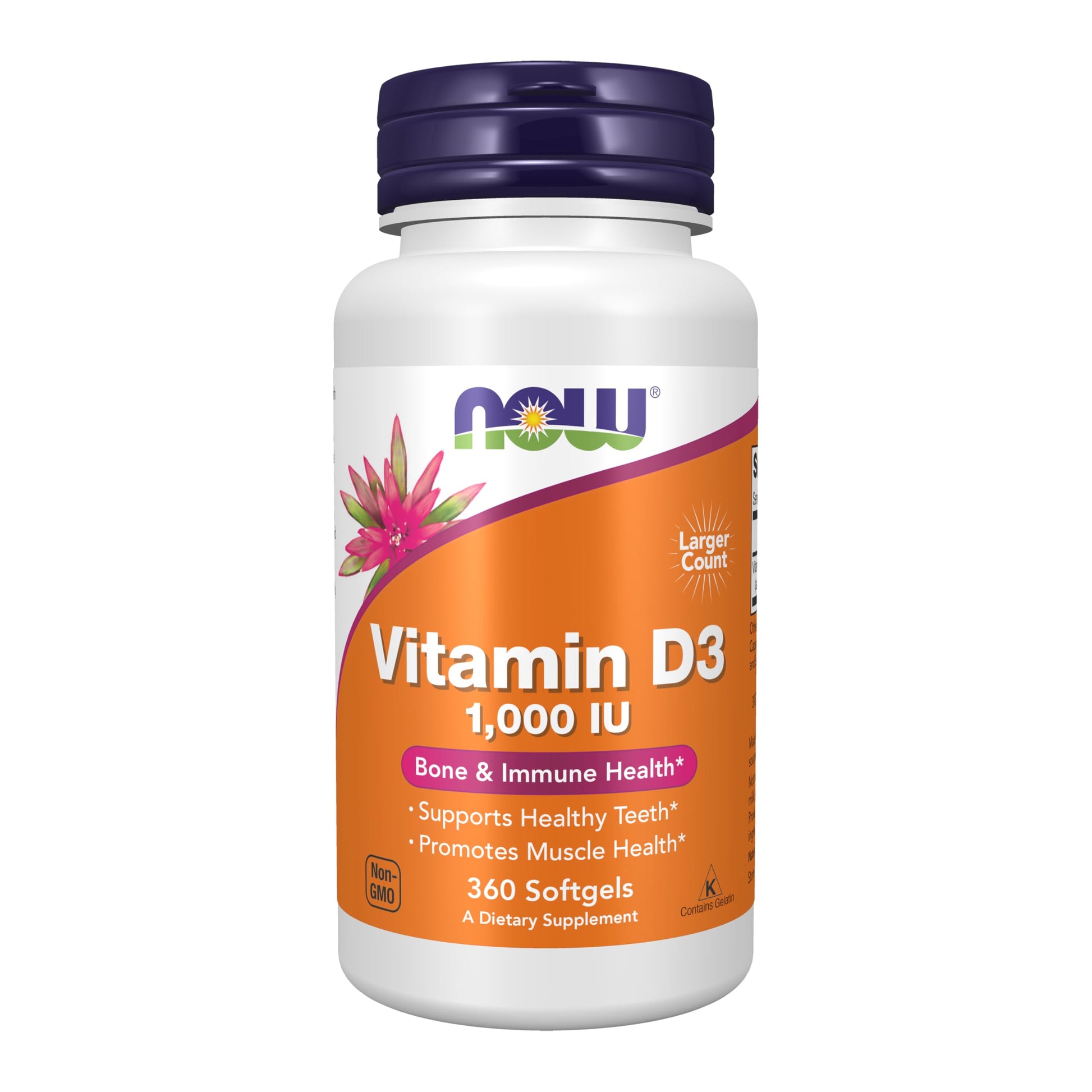 NOW Foods Vitamin D-3 1000 IU Softgels, 360 Count