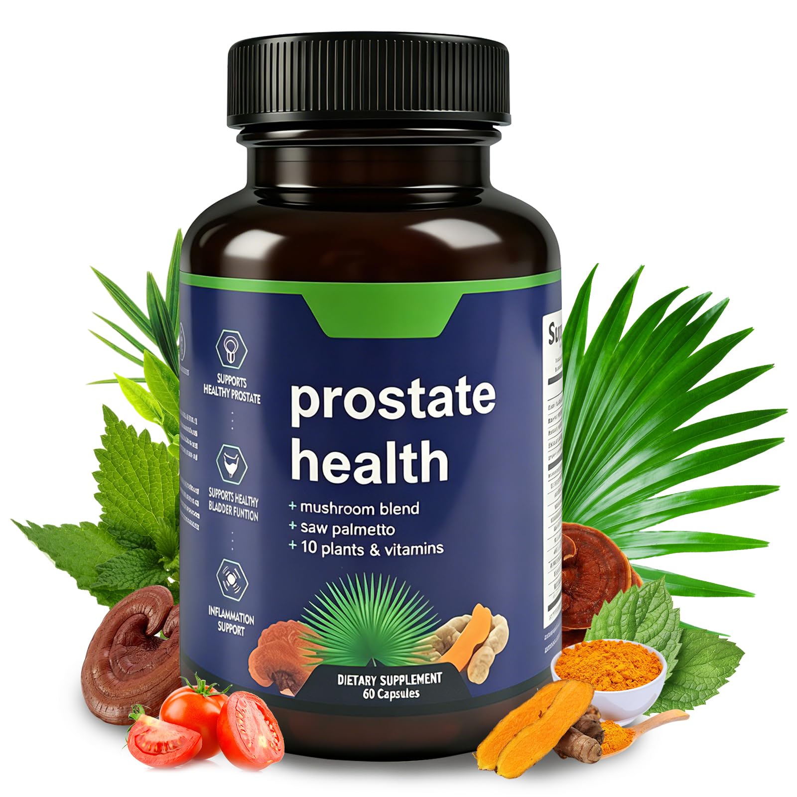 DCRWVCTON Saw Palmetto for Men Prostate Health Supplement, Pharmaceutical Grade - Pumpkin Seed Oil - Nettle Supports Urinary Function & Hair Loss Prevention 60 Capsules