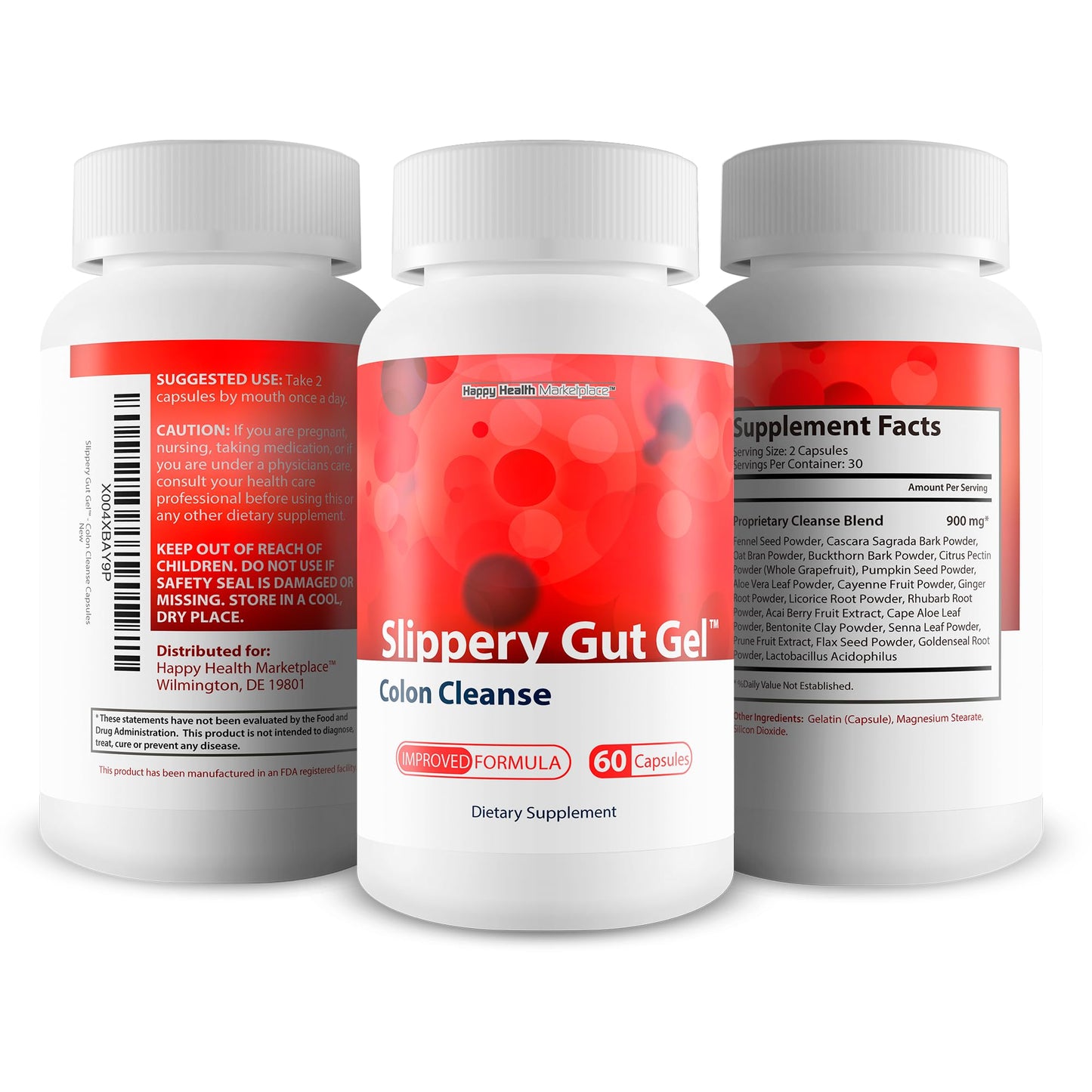 Happy Health Marketplace Slippery Gut Gel Colon Cleanse Capsules 60 Count