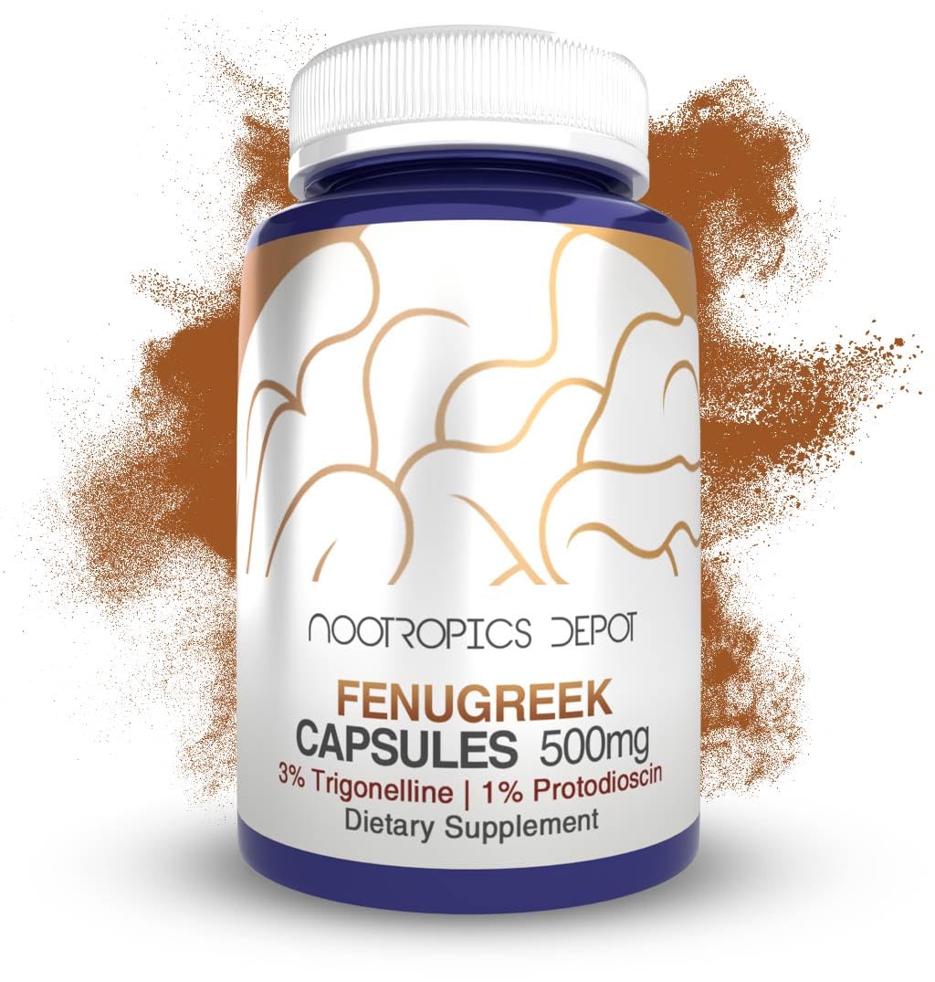 Nootropics Depot Fenugreek Extract Capsules 500mg, 180 Count