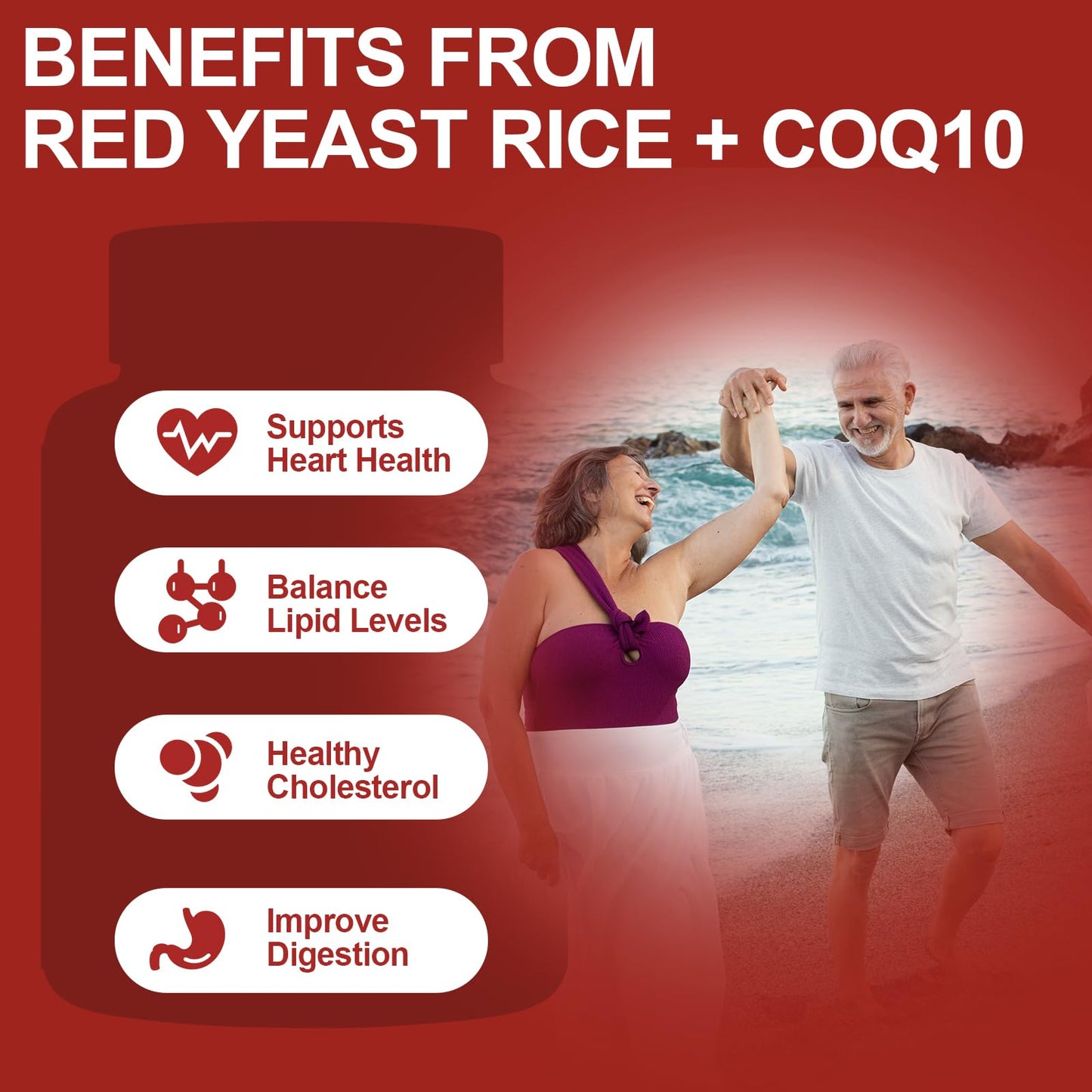 LIVEGIS Red Yeast Rice 2000mg with CoQ10 100mg Citrinin Free Heart Health Supplement with Citrus Bergamot & Hawthorn - Supports Healthy Cholesterol Levels - Softgel 240 Count