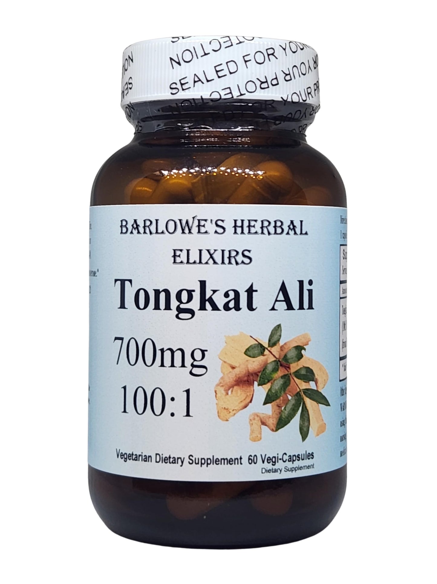 Barlowe's Herbal Elixirs Tongkat Ali 100:1 Extract Powder 700mg 60 Capsules