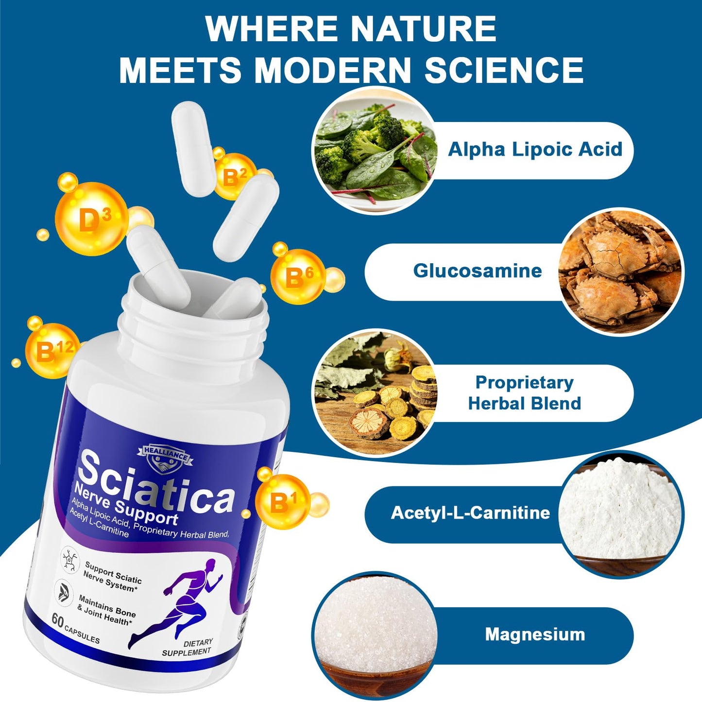 Healliance Sciatica Ease and Nerve Ease Supplement 60 Capsules