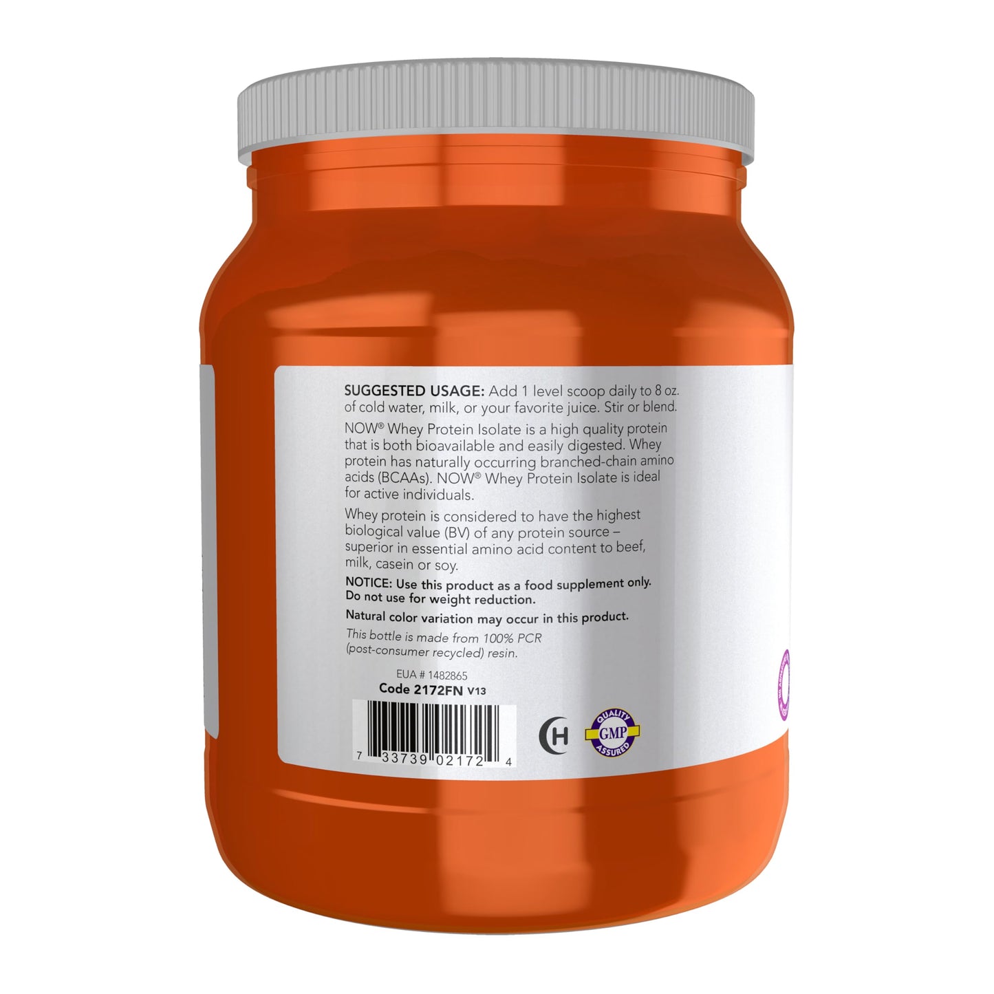 NOW Foods Whey Protein Isolate Powder with BCAAs - Unflavored - 19.2 oz