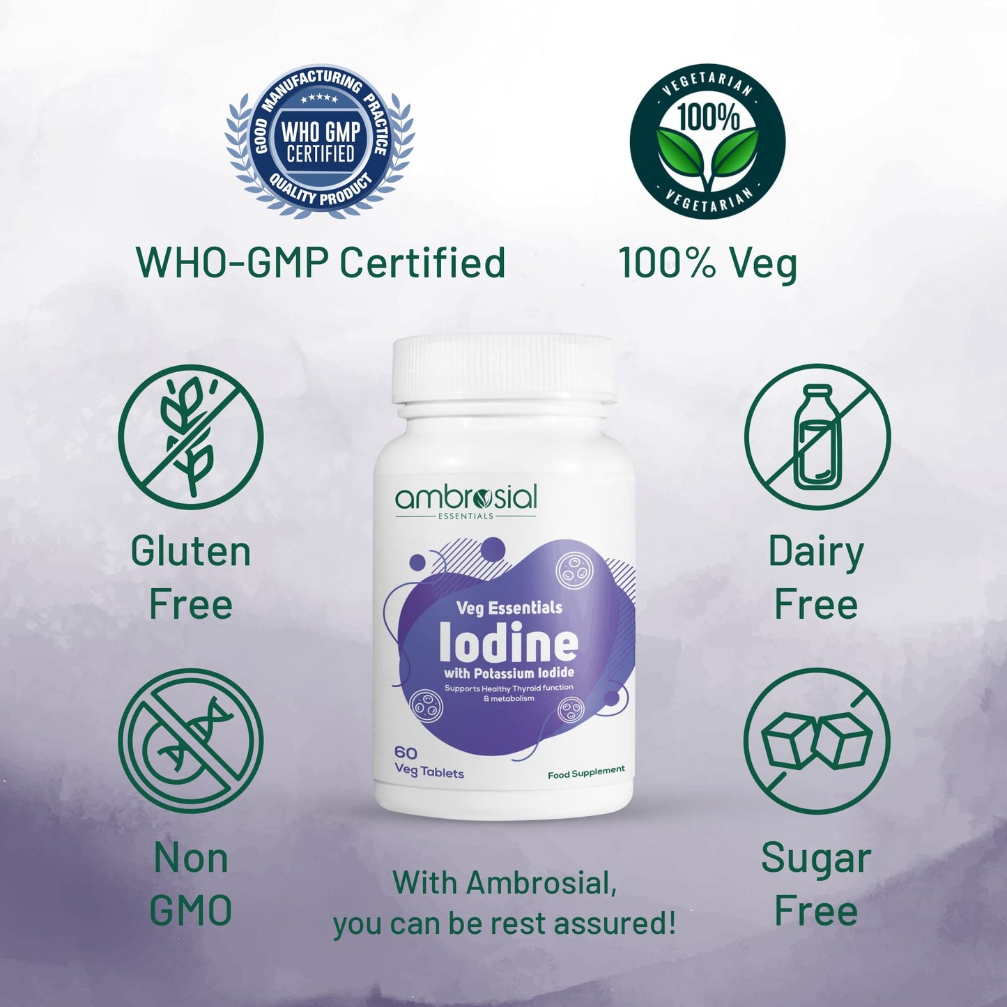 Ambrosial Iodine 5000mcg Tablets, 60 Count