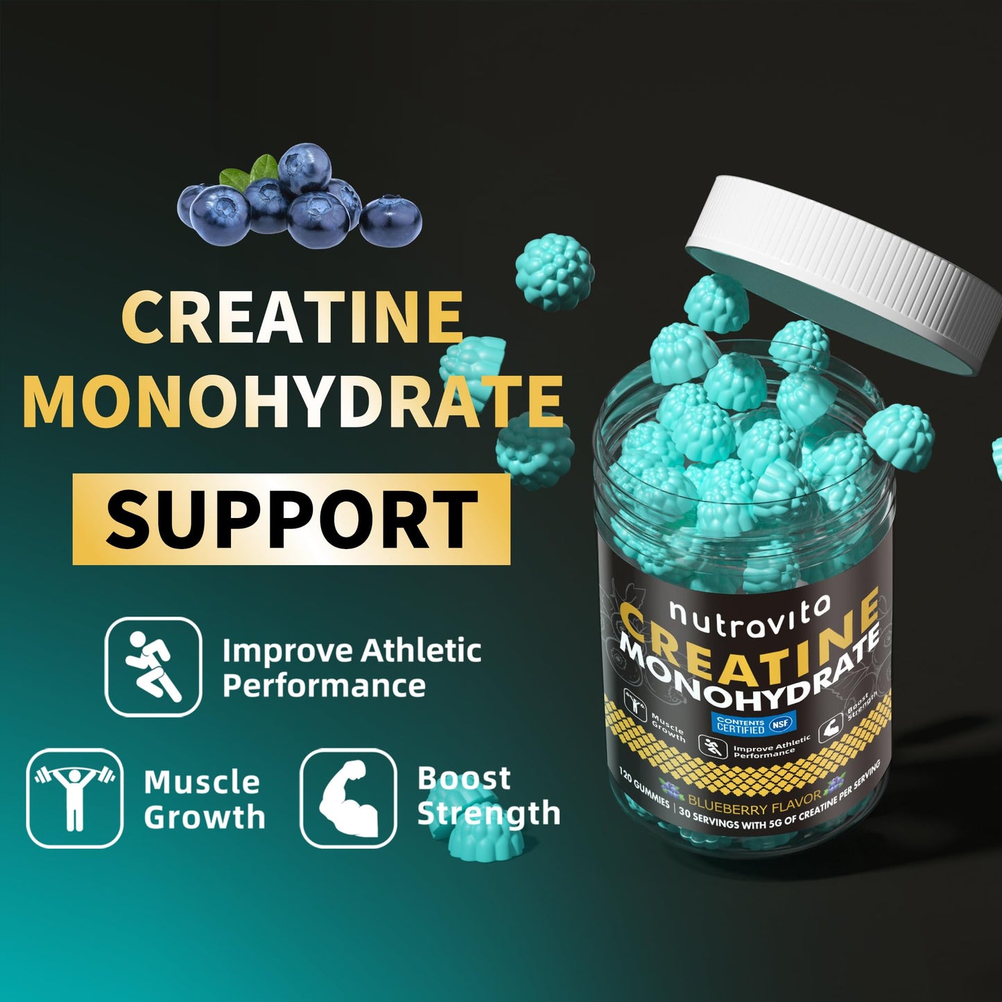 Nutravita Creatine Monohydrate Gummies 120 Count