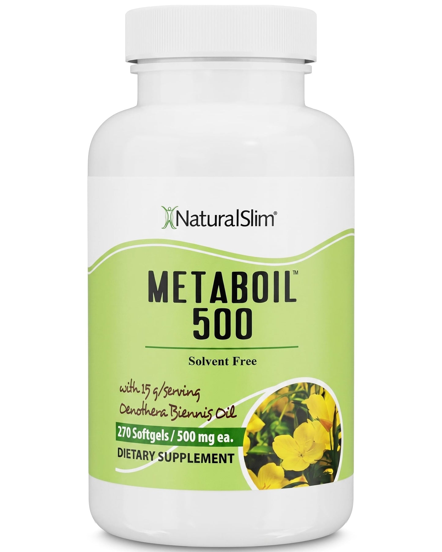 NaturalSlim Metaboil 500 Metabolism, Skin, Hair & Nails Support Evening Primrose Oil with GLA Omega 6, Cold Pressed Oil, Women Supplements 500 mg Powder 16