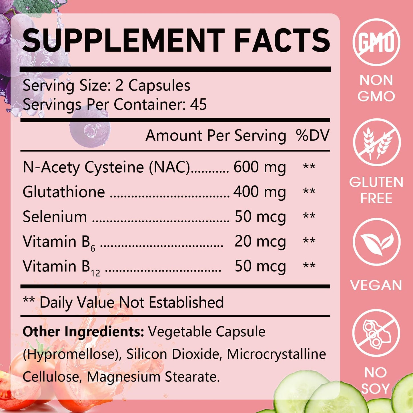 OMOGS Glutathione & NAC Supplement, 90 Veg Capsules