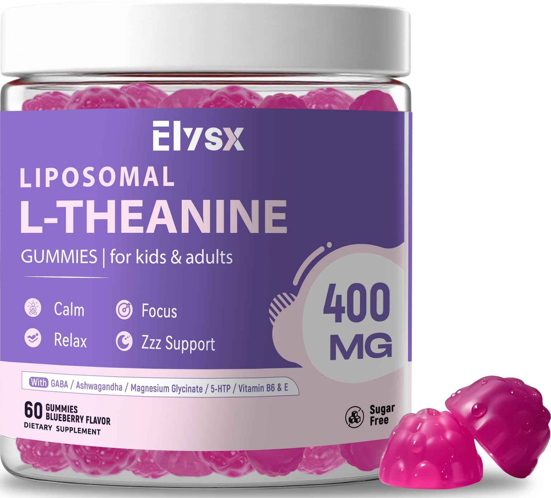 Elysx Liposomal L-Theanine Gummies for Kids & Adults, 60 Count