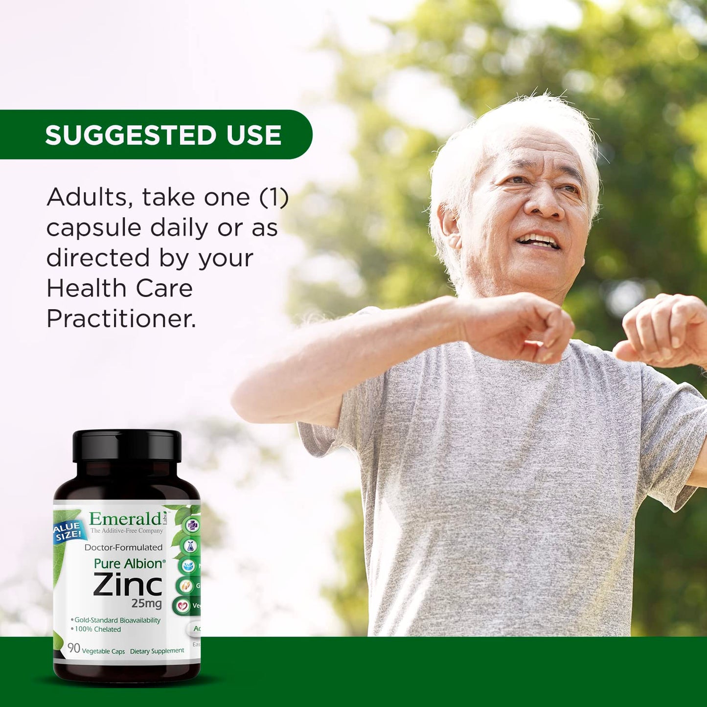 Emerald Labs Zinc 25mg Capsule - 180 Capsules