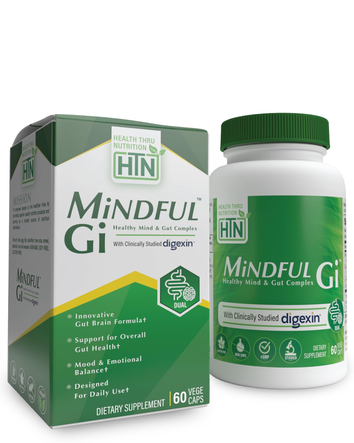 Health Thru Nutrition Mindful GI - Healthy Mind & Gut Complex Capsules, 60 Count