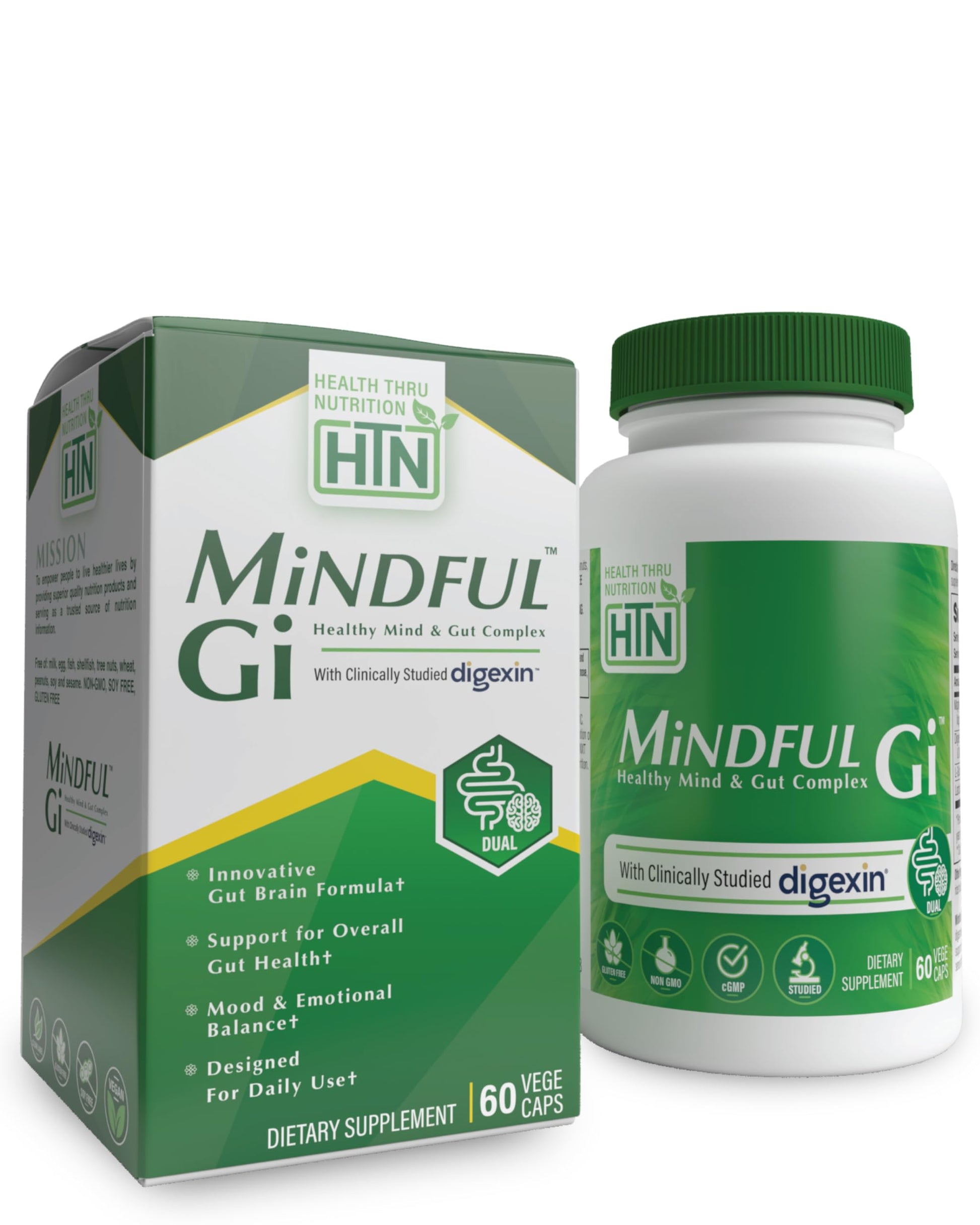Health Thru Nutrition Mindful GI - Healthy Mind & Gut Complex Capsules, 60 Count