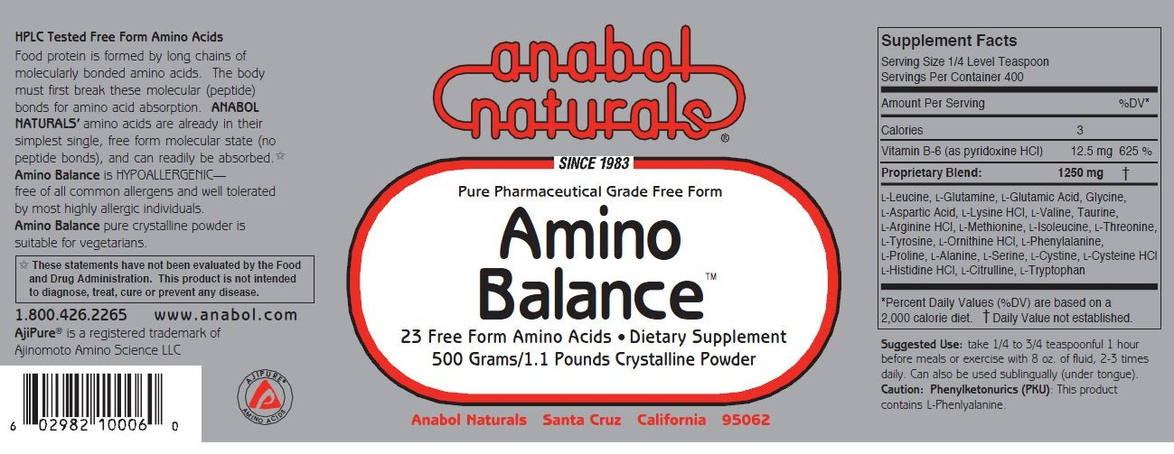 Anabol Naturals Energy Stack: Amino Balance 500 g Pure Powder & Creapure Creatine 500 g Pure Powder, 35