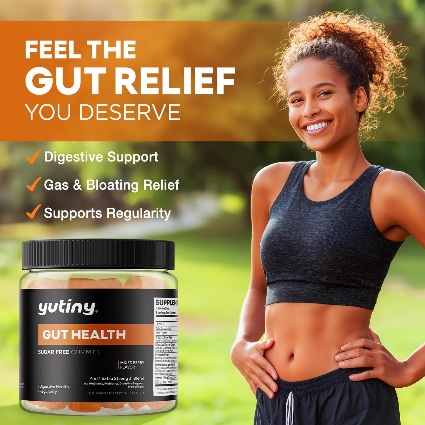 Yutiny Prebiotics Probiotics & Digestive Enzymes Gummies, 60 Count