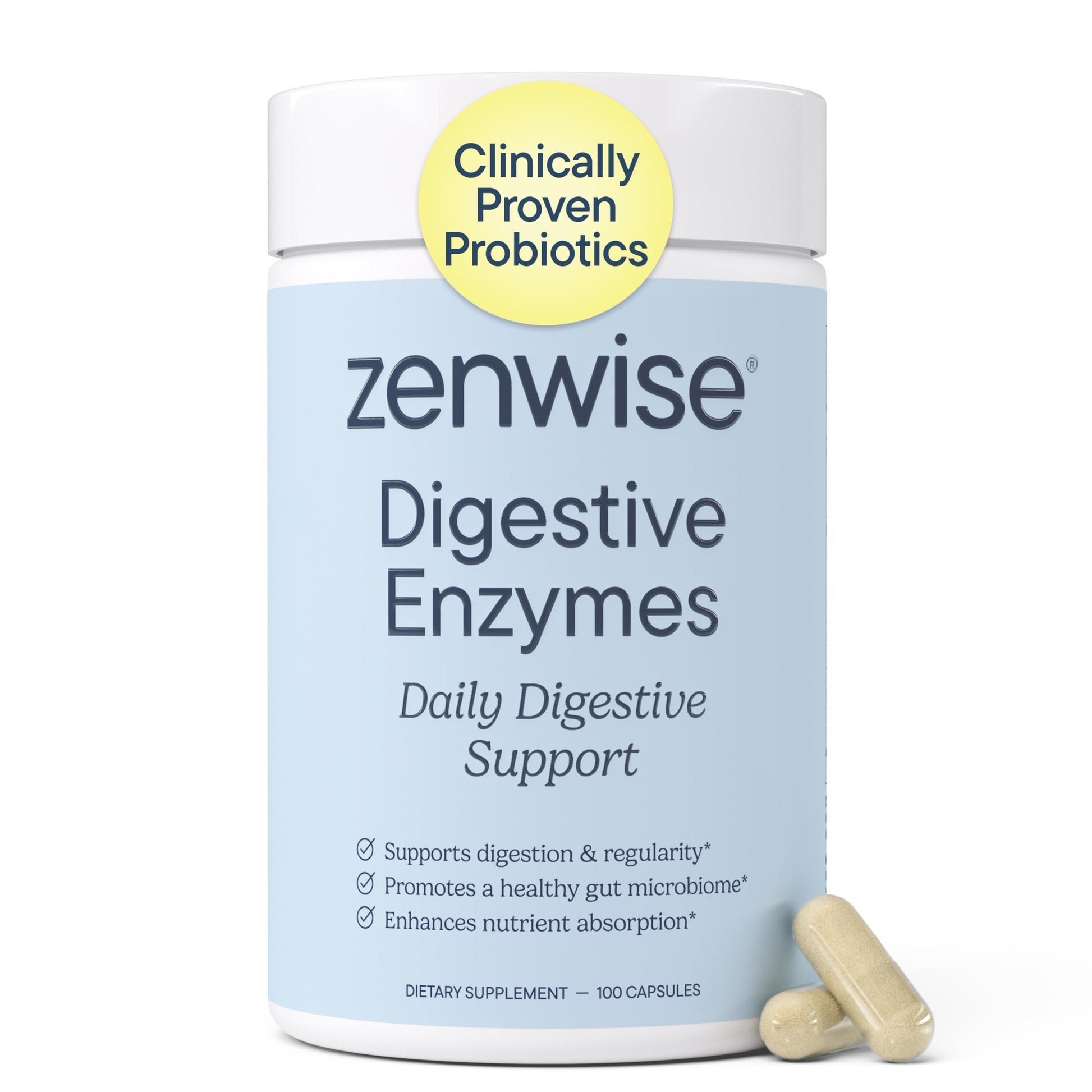 Zenwise Health Digestive Enzymes with Bromelain & Papaya - Multi Enzymes Digestion Supplement with Probiotics & Prebiotics for Gut Health, Gas & Bloating Relief - Men & Women Capsule 100