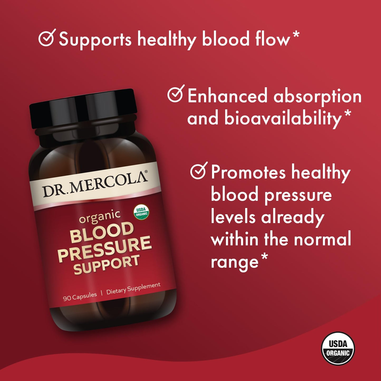 Dr. Mercola Organic Blood Pressure Support, 90 Capsules