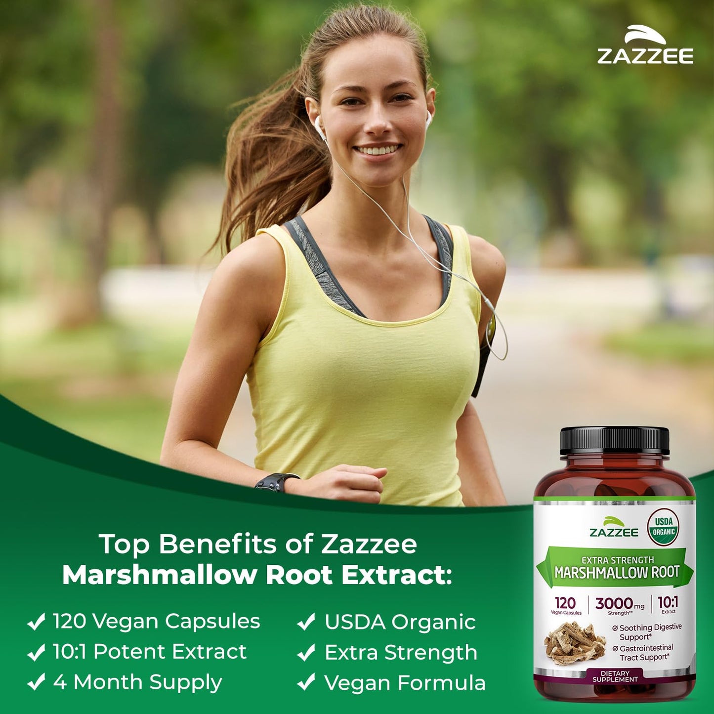 Zazzee Marshmallow Root 10:1 Extract Capsules, 120 Count