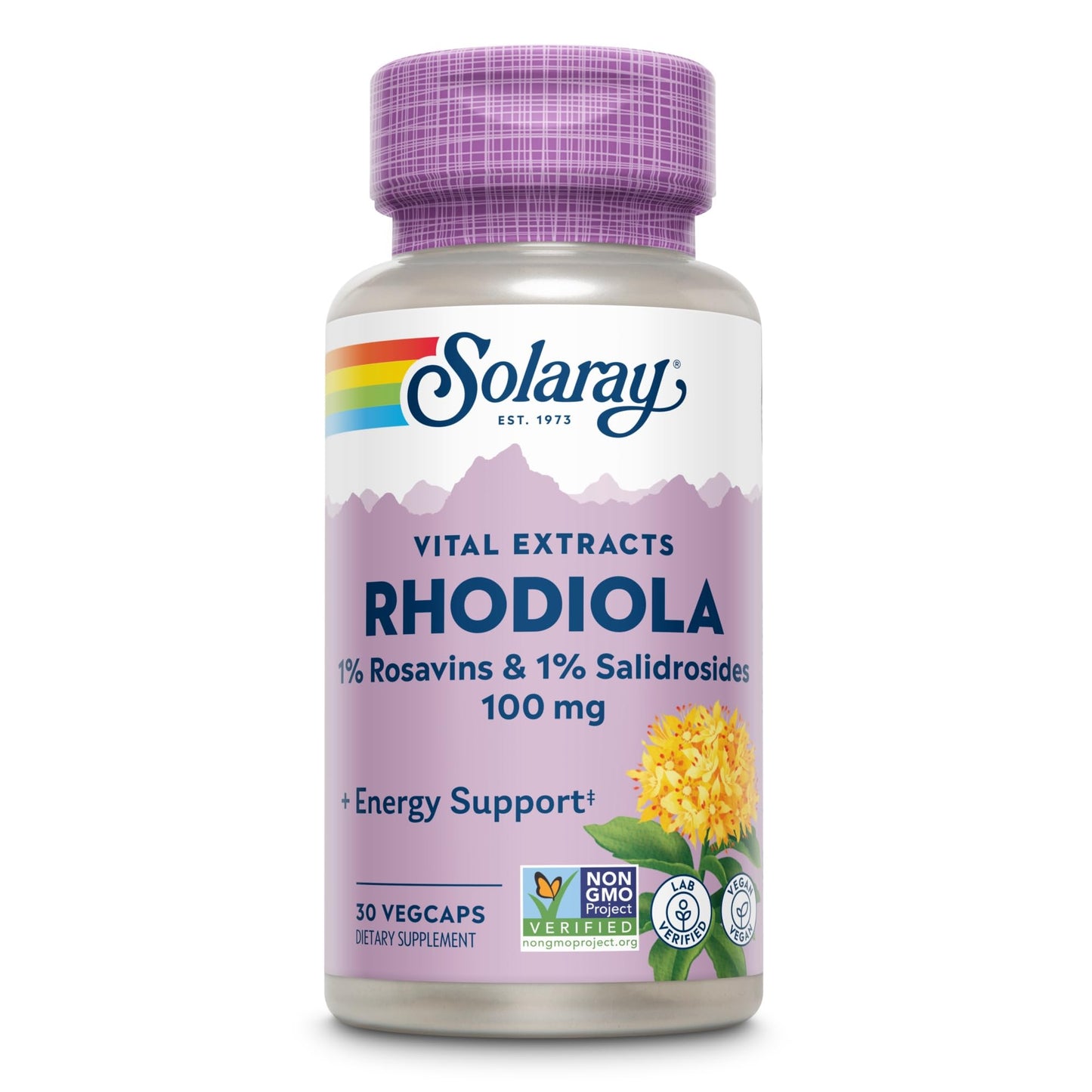 SOLARAY Rhodiola Root Extract 100mg, 1% Salidrosides 30 Capsules