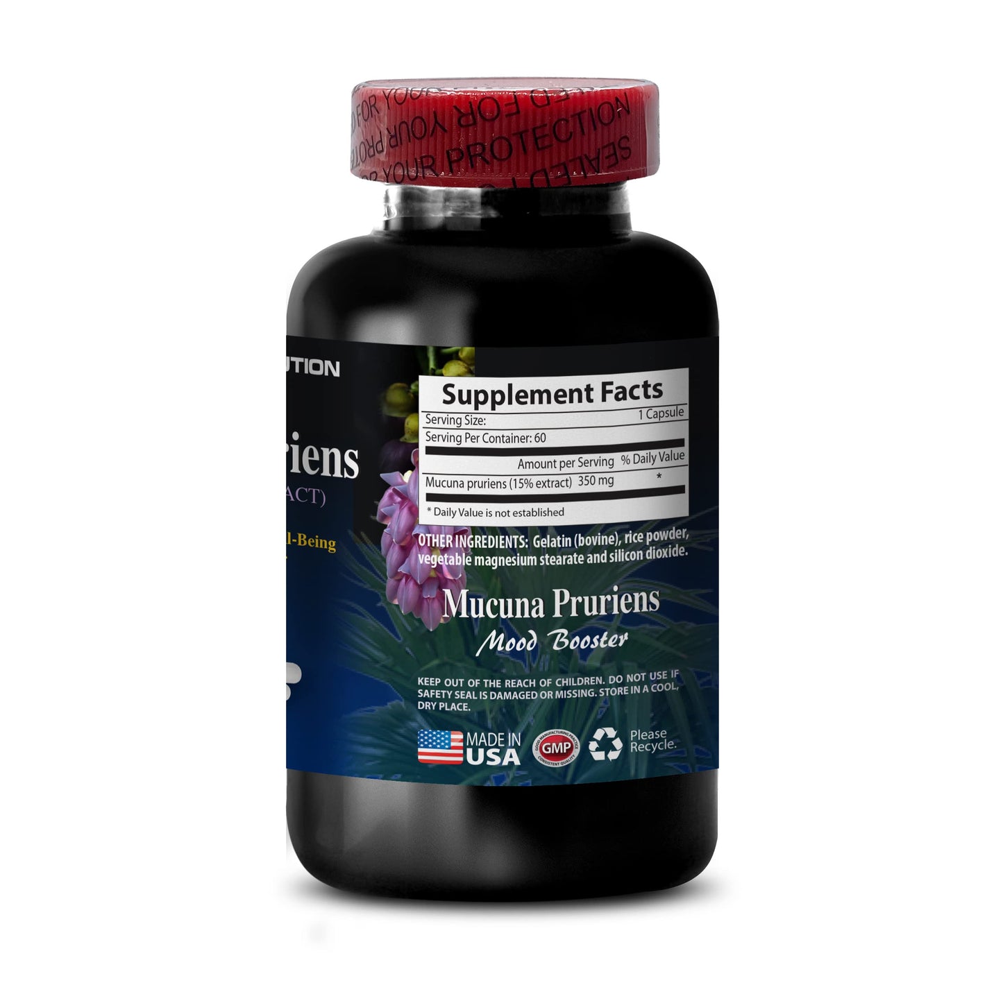 Health Solution Prime Mucuna Pruriens Velvet Bean Extract 350 mg Capsules 180 Count