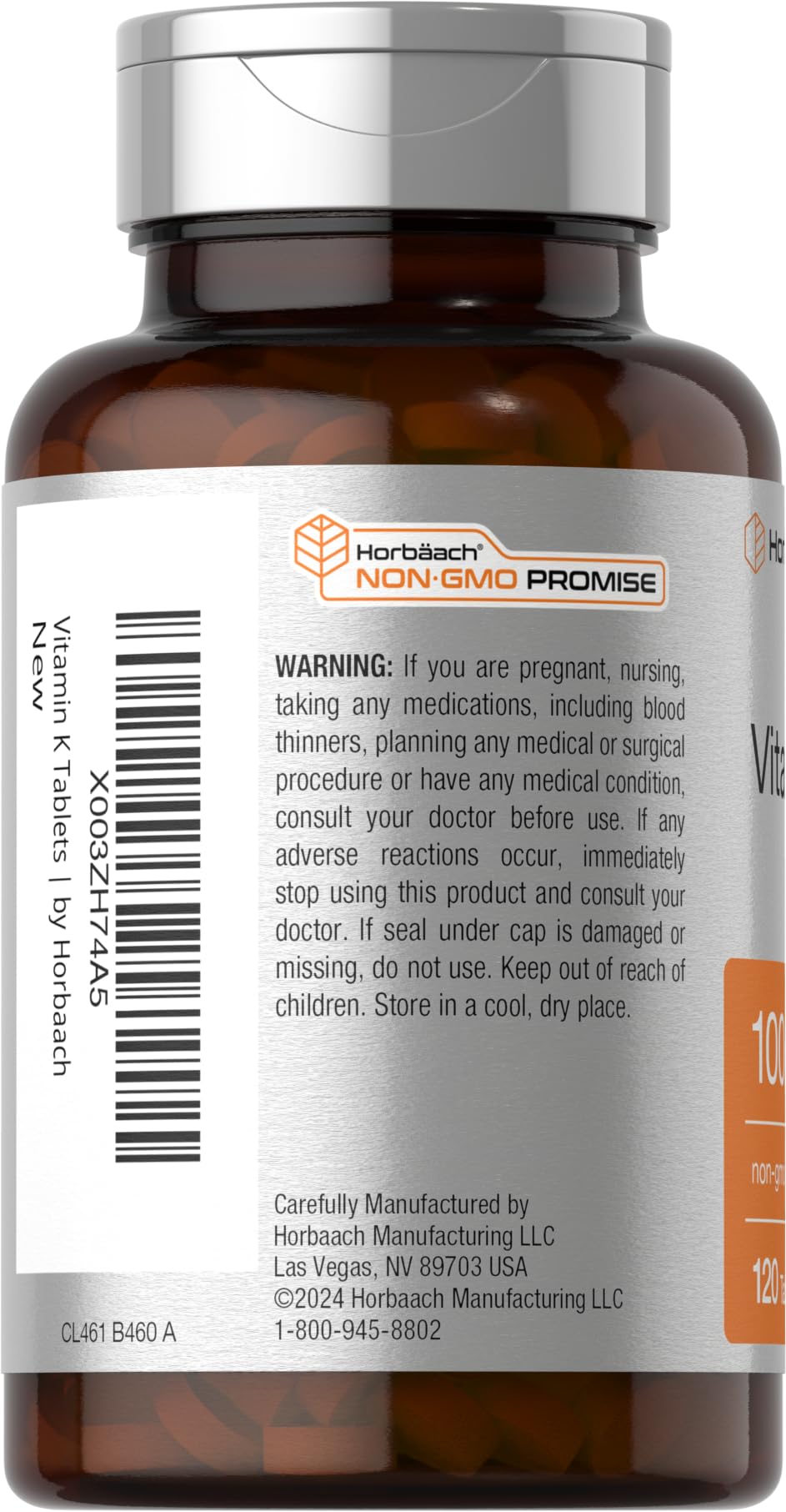 Horbäach Vitamin K Supplement 100mcg, 120 Tablets