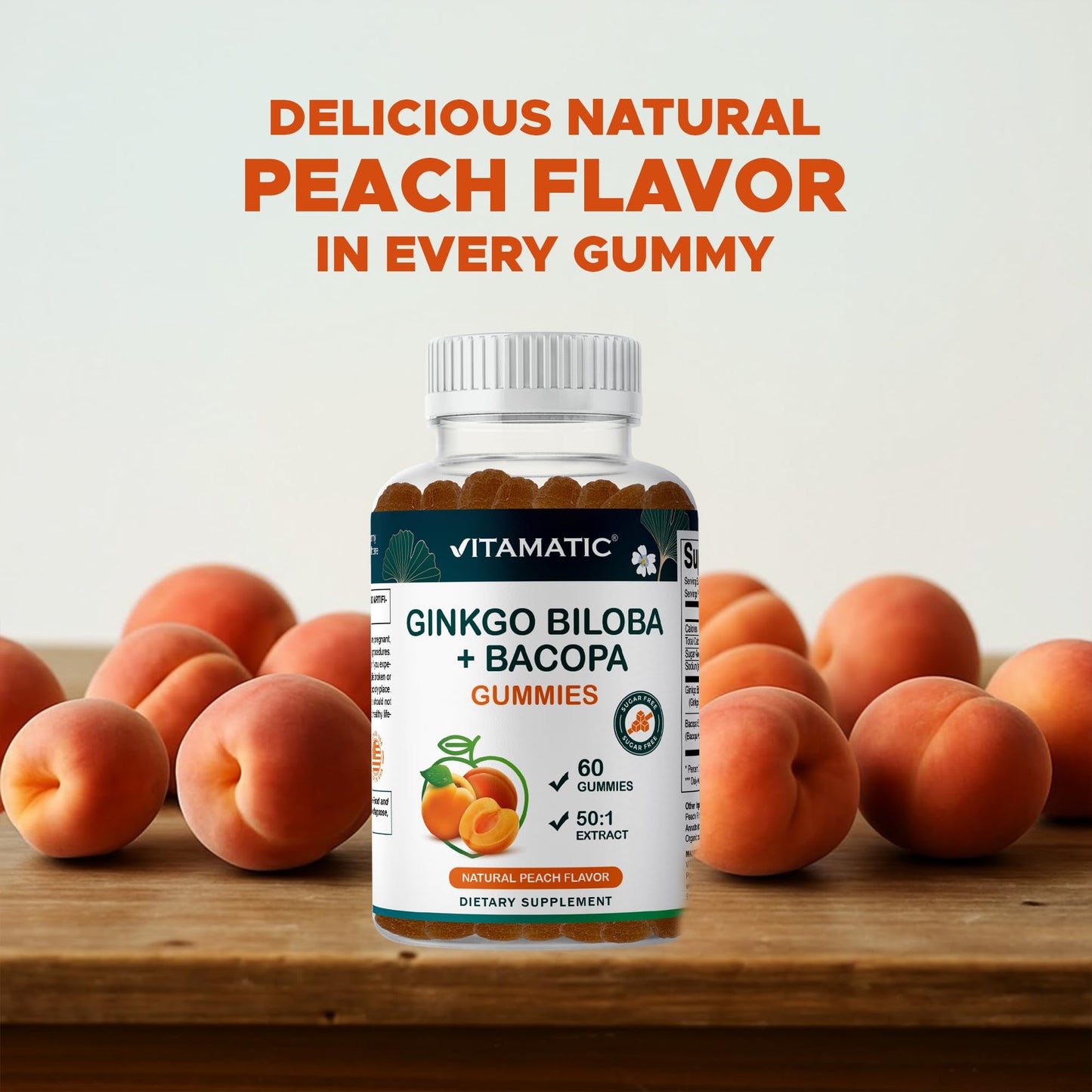 Vitamatic Ginkgo Biloba & Bacopa Gummies 120 Count