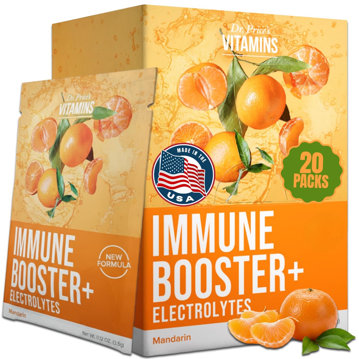 Dr. Price's Vitamins Immune Support Vitamin C Powder, Zinc, Mandarin, 2.5 Ounce