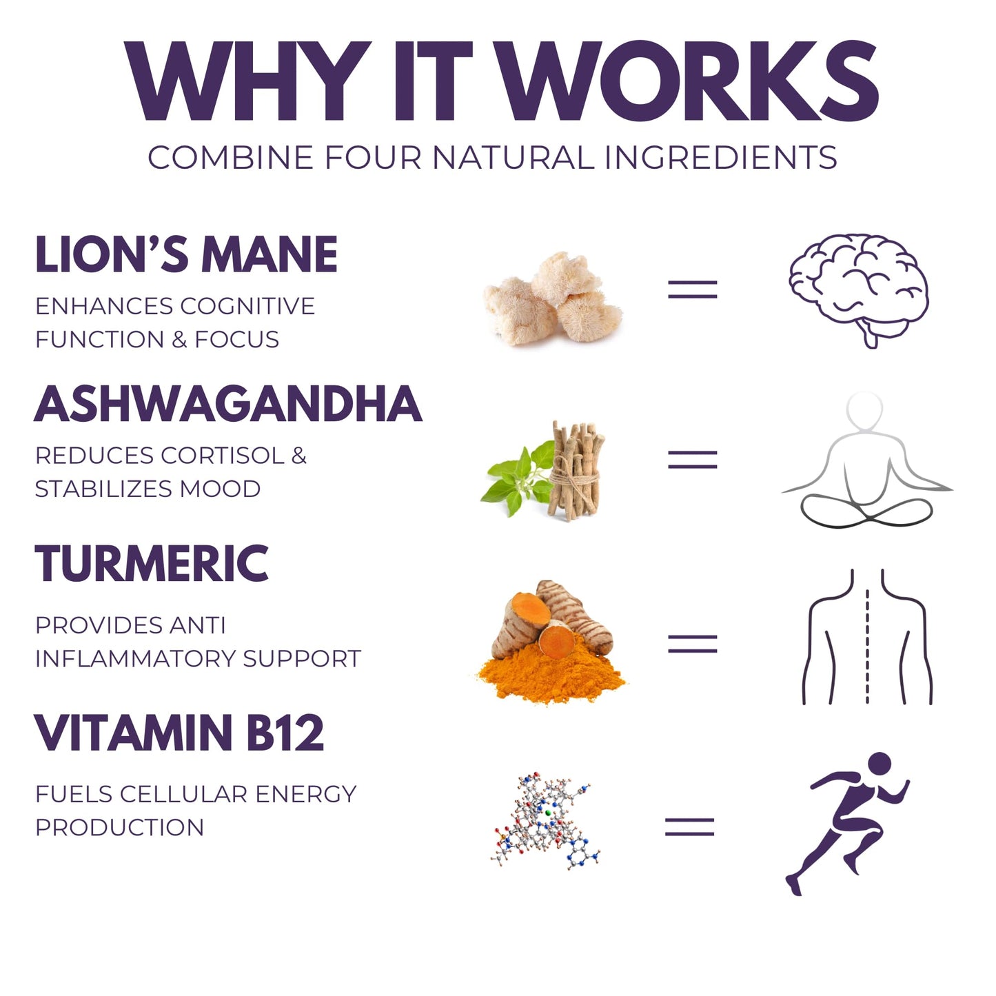 The Mushroom Society Morning Rush Lion’s Mane, Ashwagandha, Turmeric & B12 Extract Blend Supplement Capsules 60