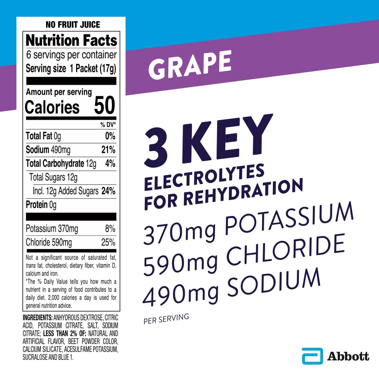 Pedialyte Electrolyte Powder Packets, 6 Count