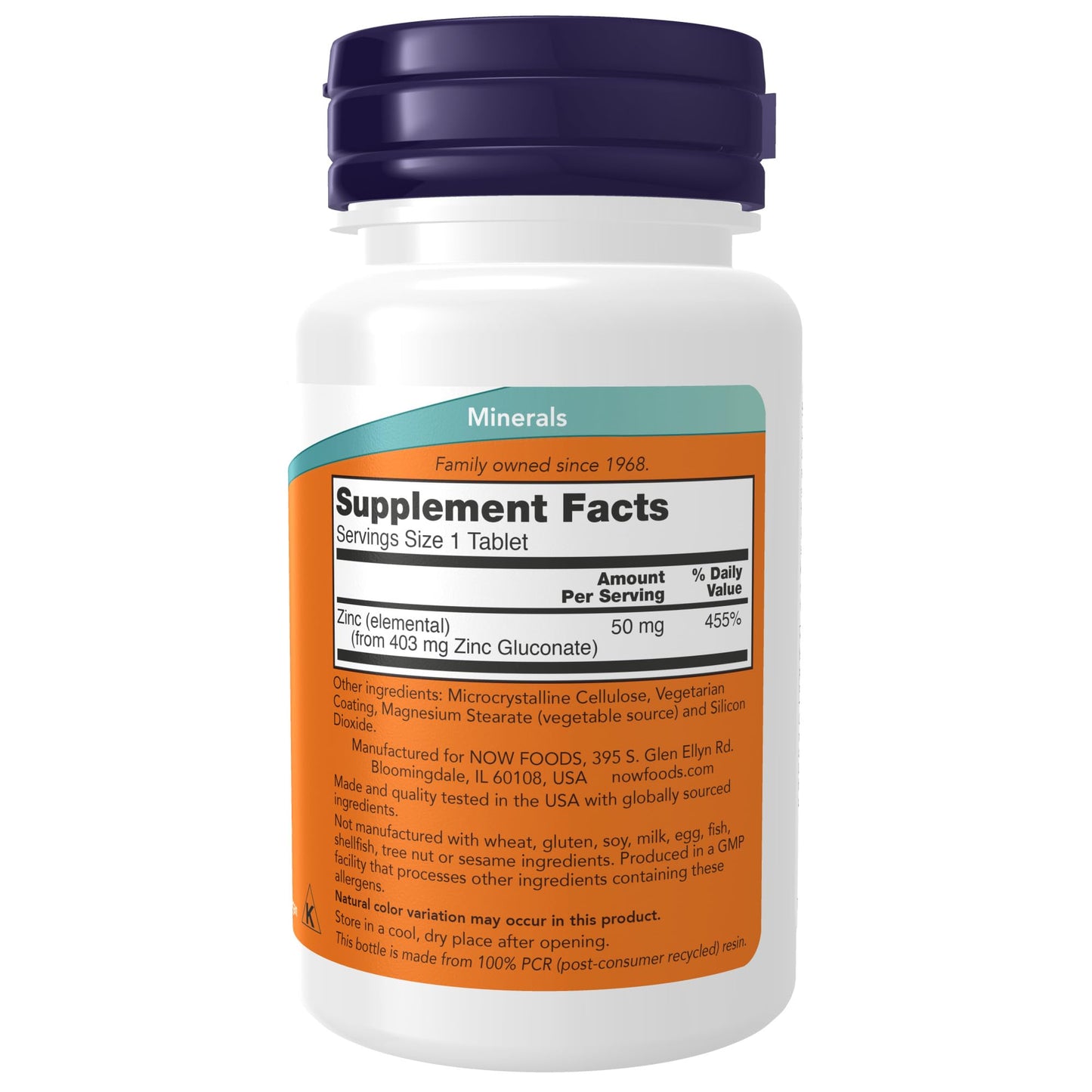 NOW Foods Zinc Gluconate 50 mg Tablets, 200 Count