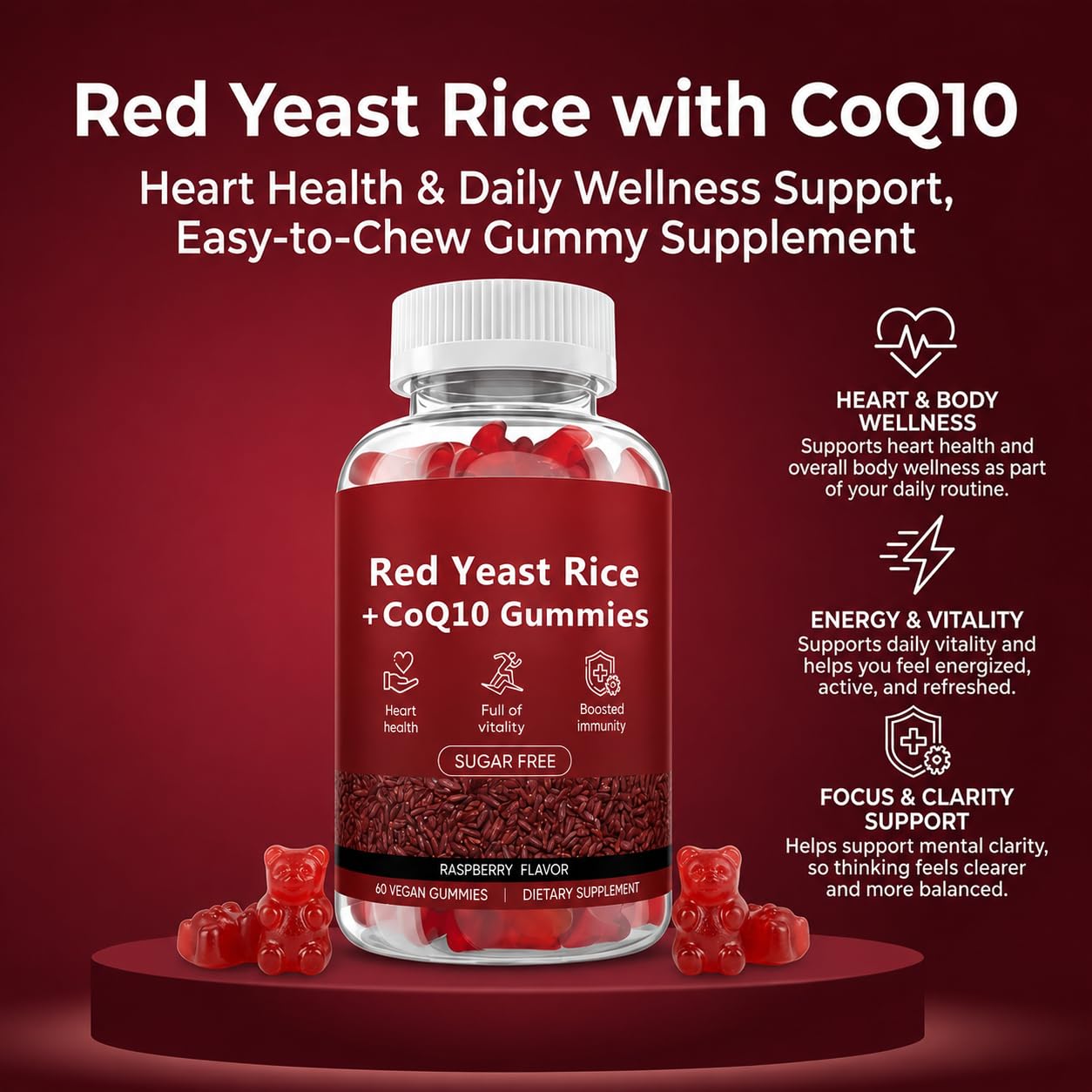 Peehss Red Yeast Rice with CoQ10 Capsules, 1 Count