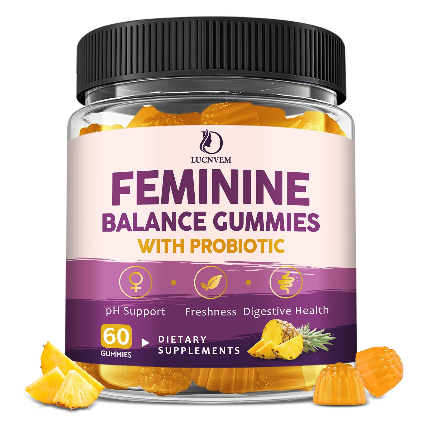 LUCNVEM Feminine Balance Probiotic Gummies, 60 Count