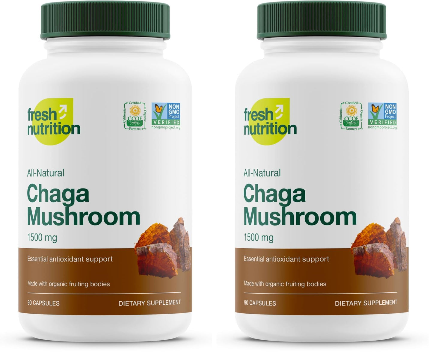 Fresh Nutrition Organic Chaga Mushrooms Capsules, 180 Count
