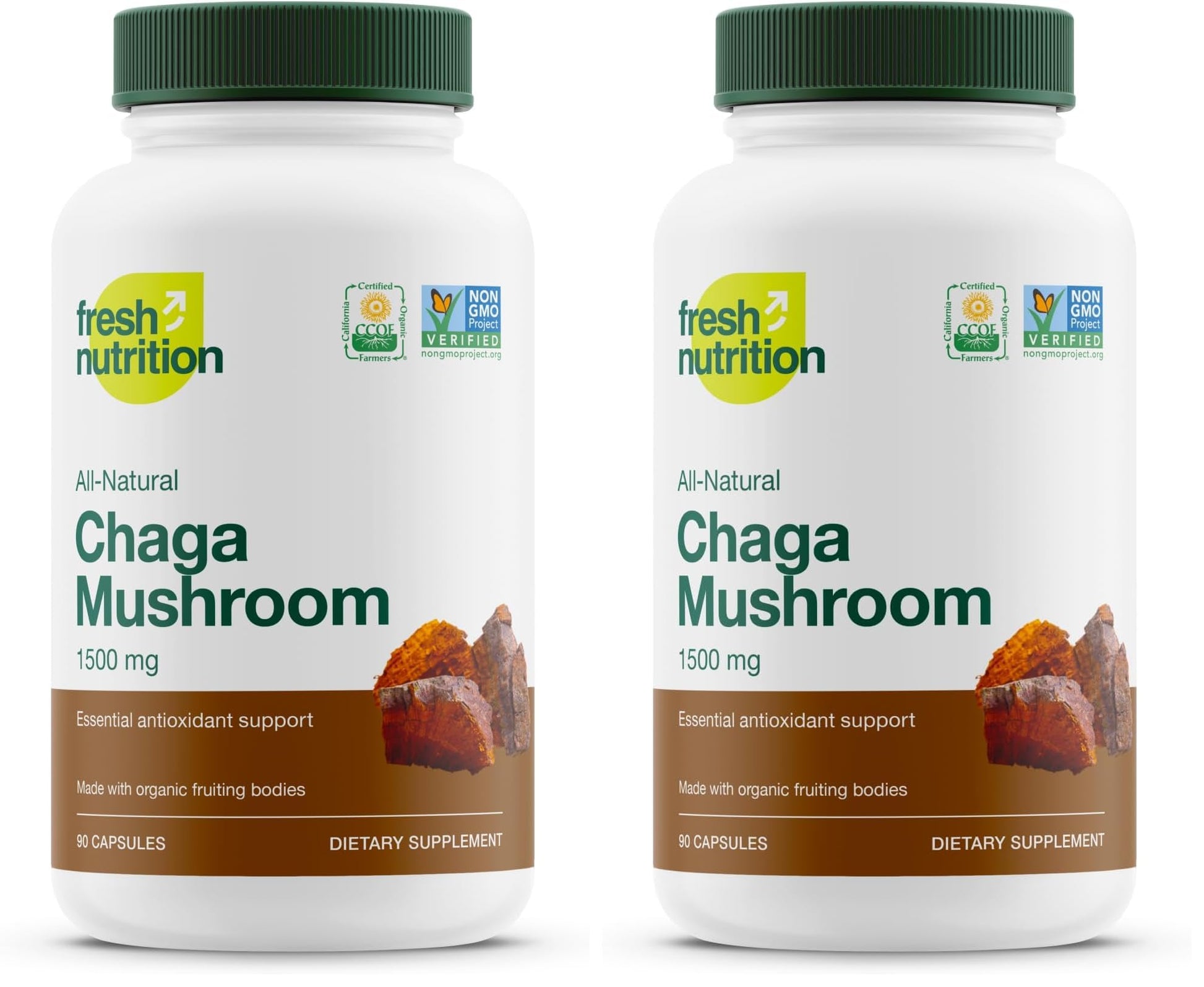 Fresh Nutrition Organic Chaga Mushrooms Capsules, 180 Count