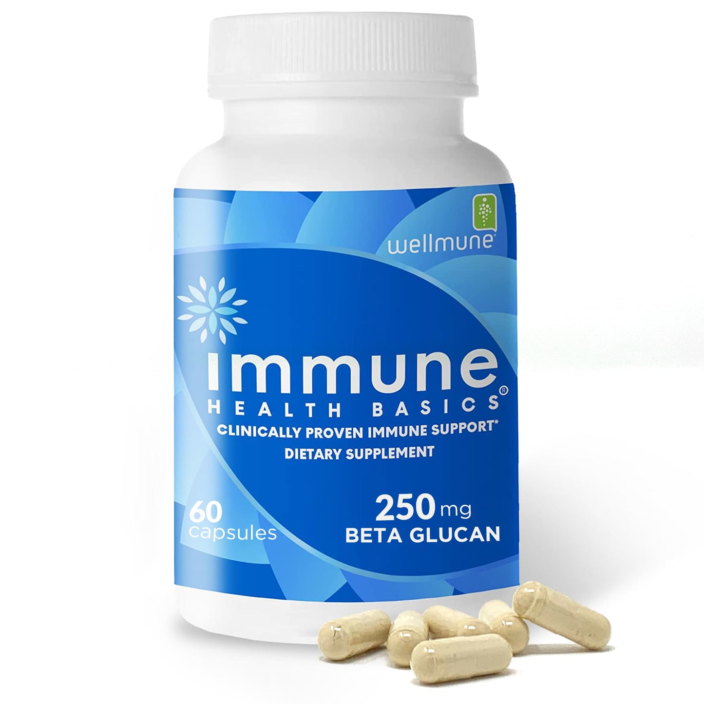 Immune Health Basics Ultra Strength Immunity - Clinically Proven Immunity Support - Wellmune Highly Purified Beta Glucan - Gluten-Free, Non-allergenic, Non-GMO and Vegan Capsules, 60 Capsules