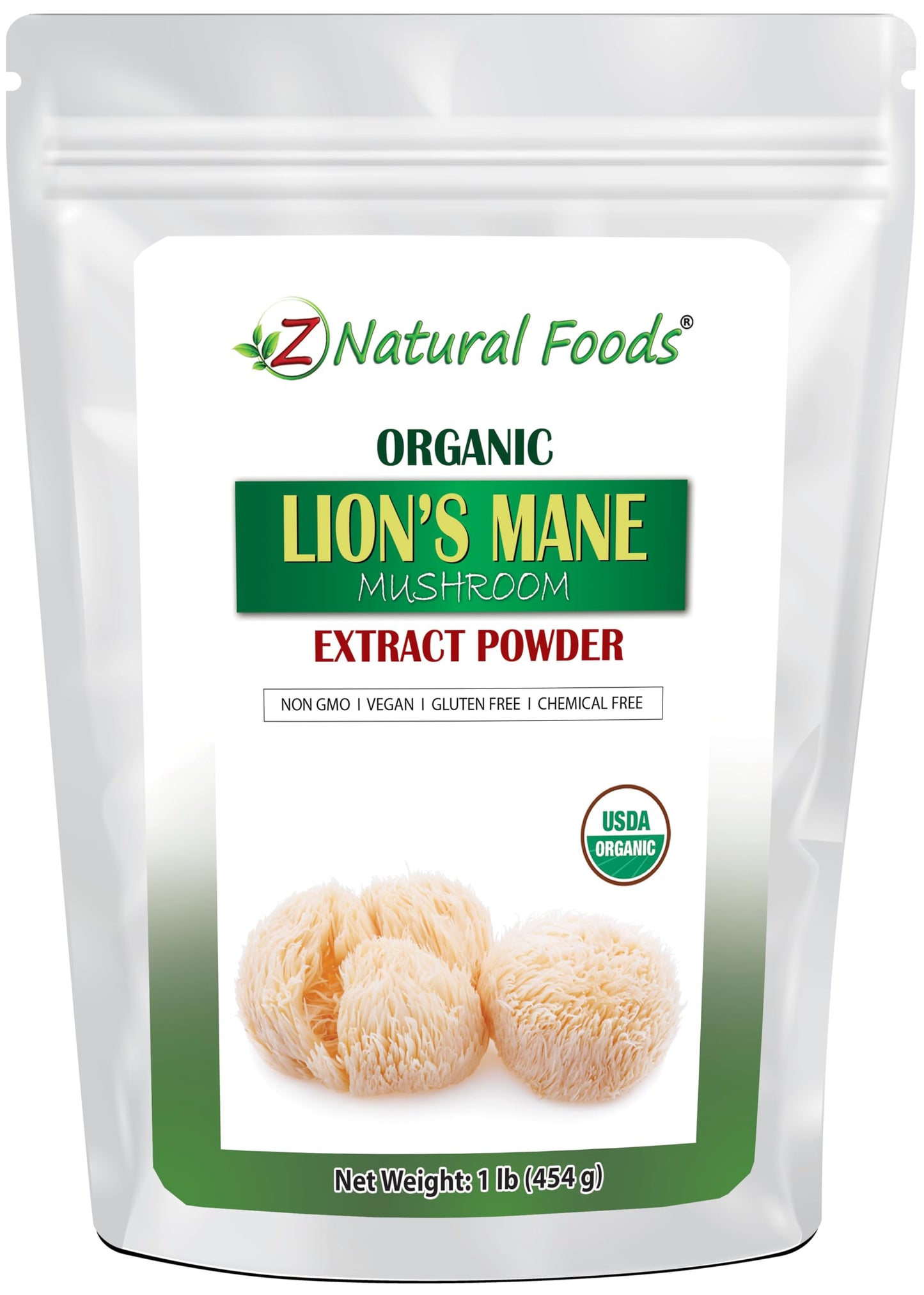Z Natural Foods Organic Lion’s Mane Mushroom Extract Powder 16 oz