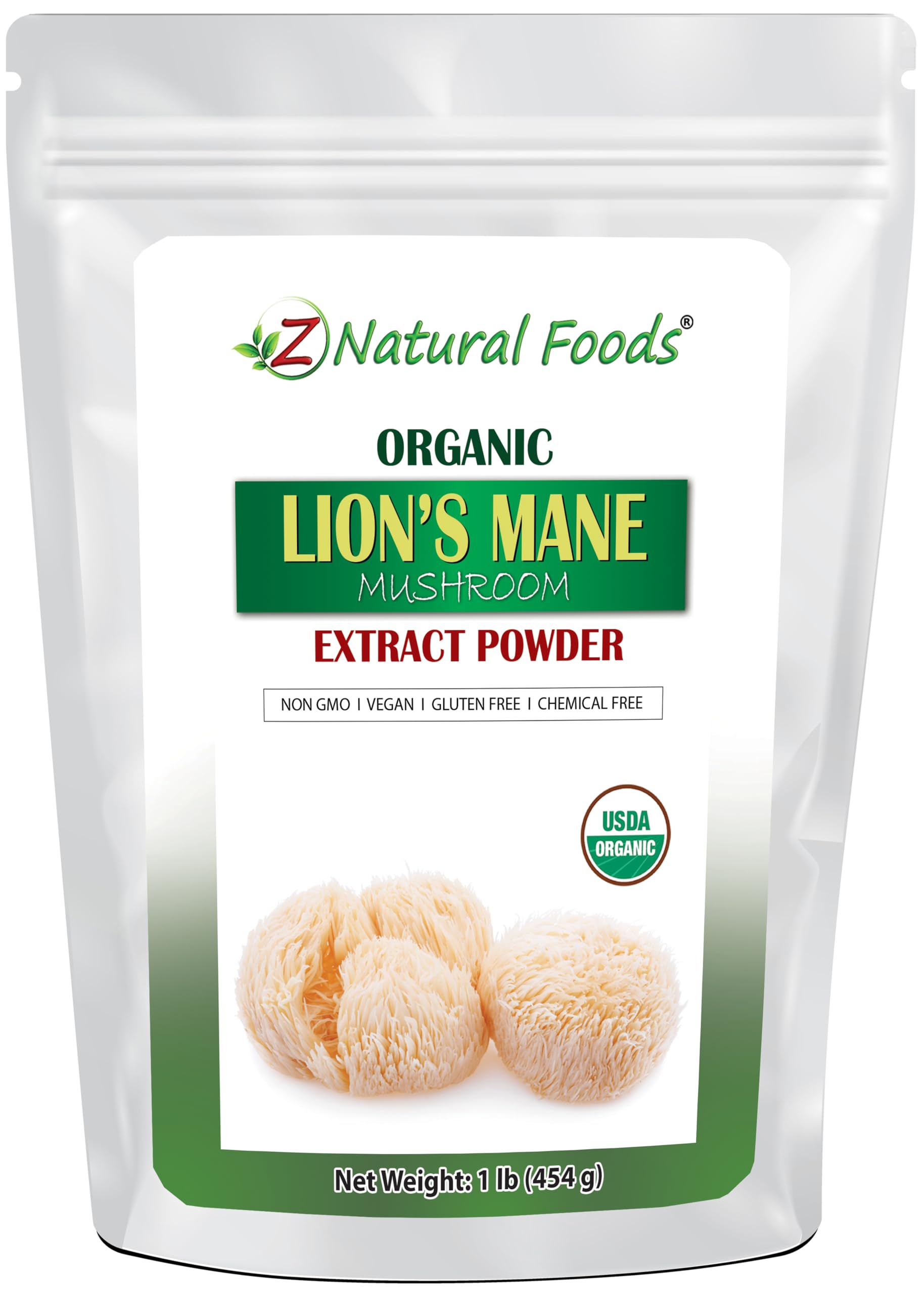 Z Natural Foods Organic Lion’s Mane Mushroom Extract Powder 16 oz
