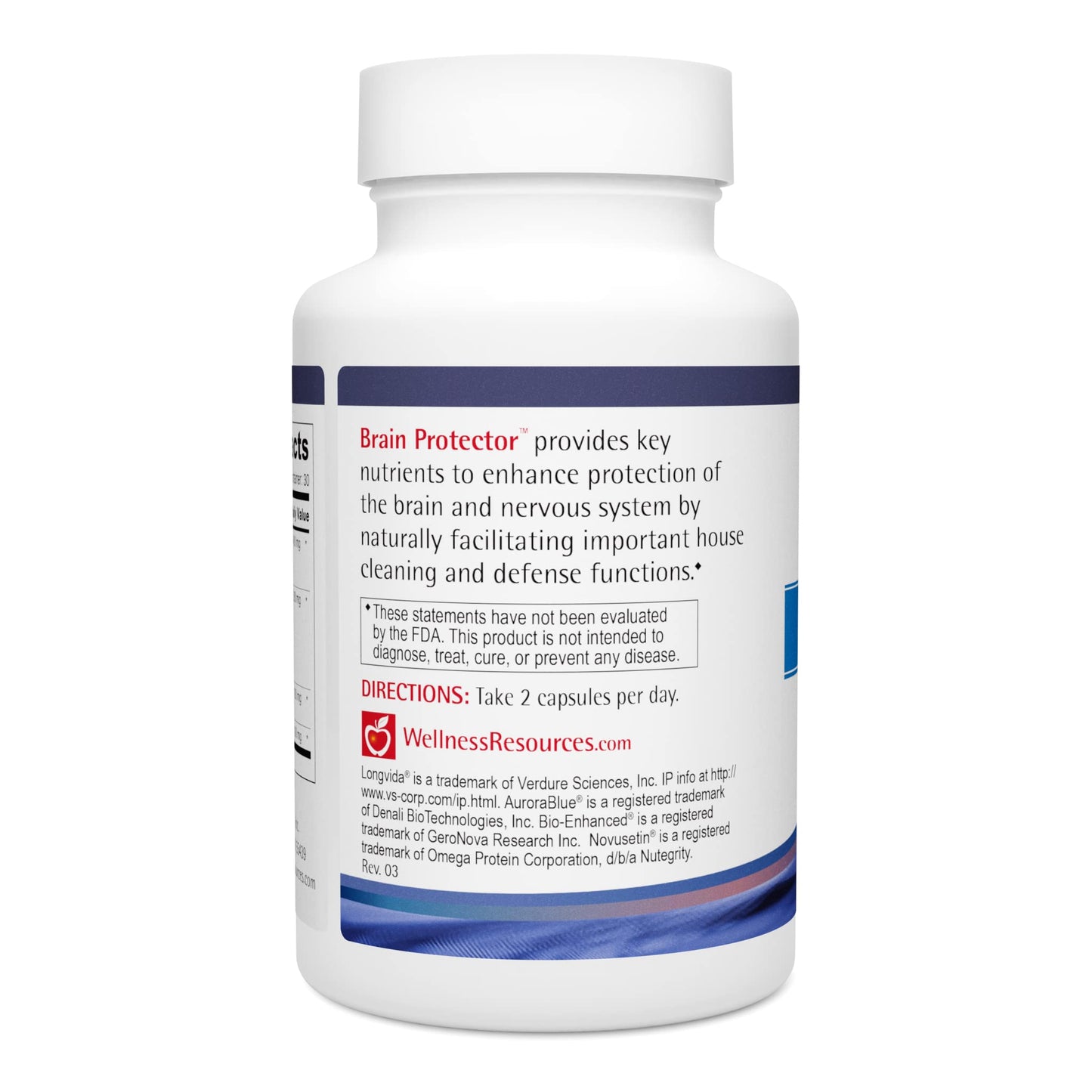 Wellness Resources Brain Protector Longevity Supplement with Novusetin Fisetin, Longvida Curcumin, AuroraBlue Wild Blueberry and na-RALA Senolytic, Nerve & Brain Support, Capsule, 60 Count