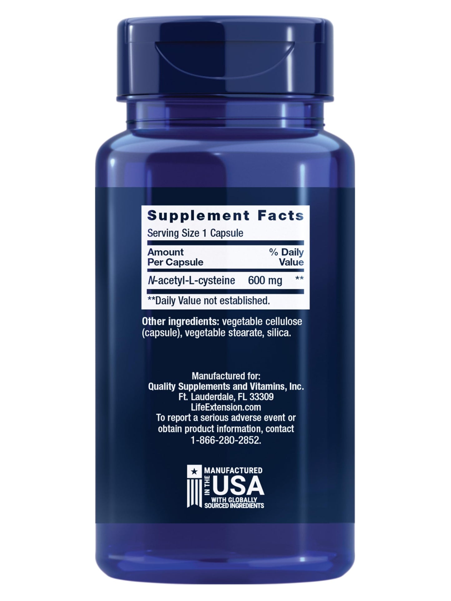 Life Extension N-Acetyl-L-Cysteine (NAC) 600 mg Capsule, 60 Capsules