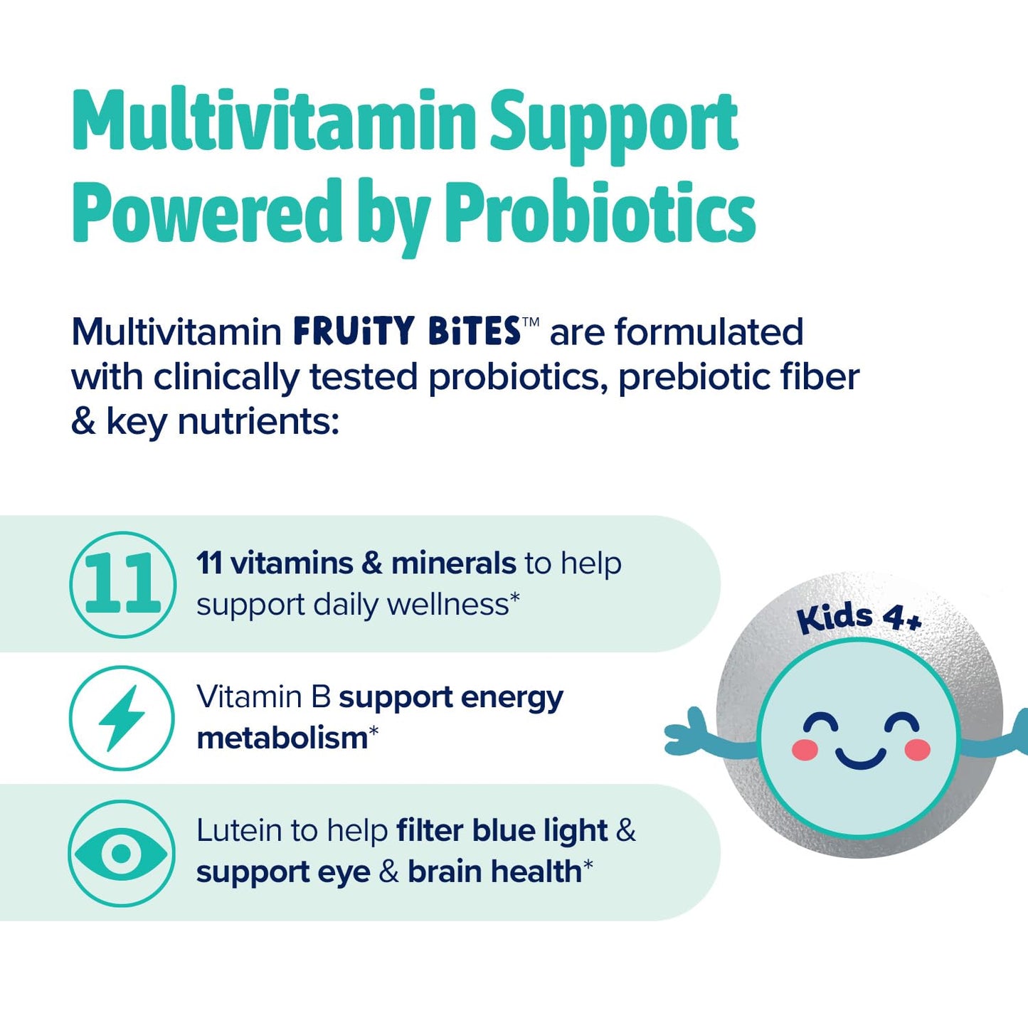 Biostime Kids Multivitamin with Probiotics & 11 Essential Vitamins (Ages 4+) Gummies, 50 Count