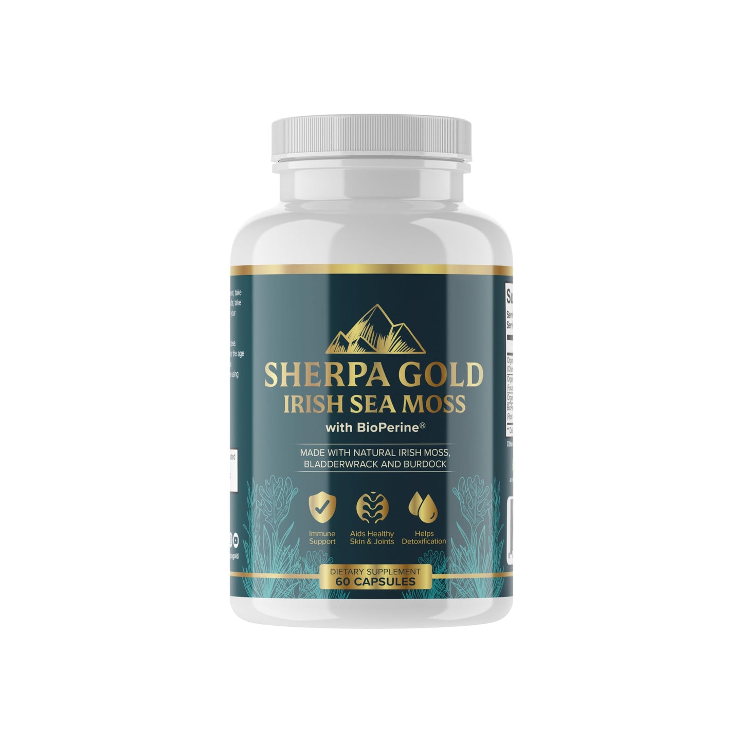 Sherpa Gold Organic Irish Sea Moss Capsules, 60 Capsules