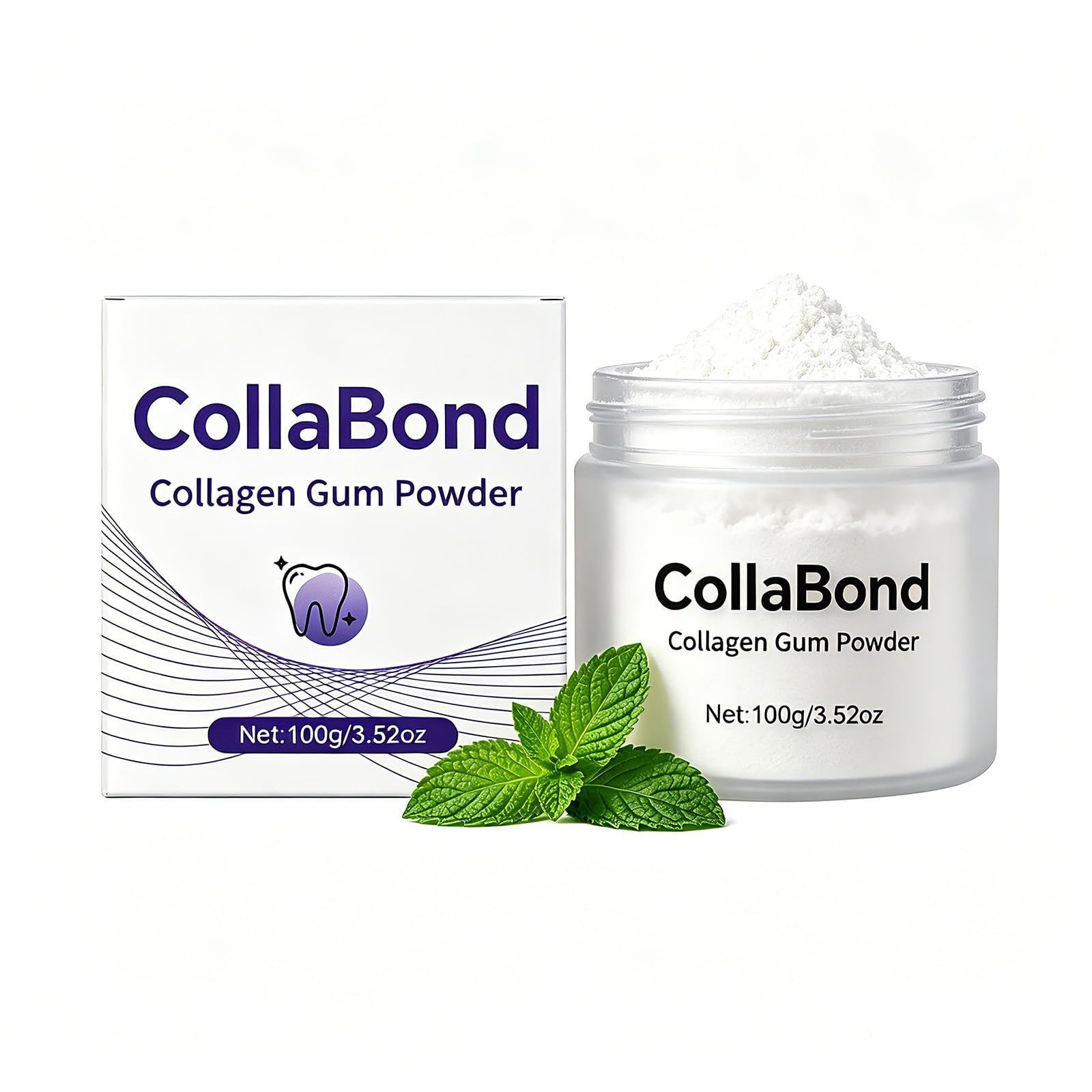 COLLABOND Collagen Tooth Powder with Nano-Hydroxyapatite and Vitamin C, Fluoride-Free, 3.52 Ounce