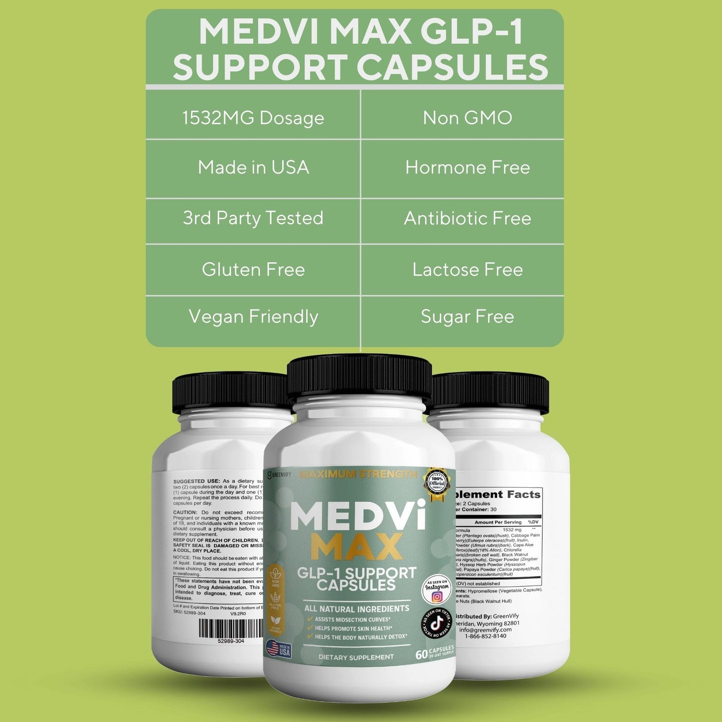 GREENVIFY MEDVi MAX GLP-1 Support Capsules, 60 Capsules