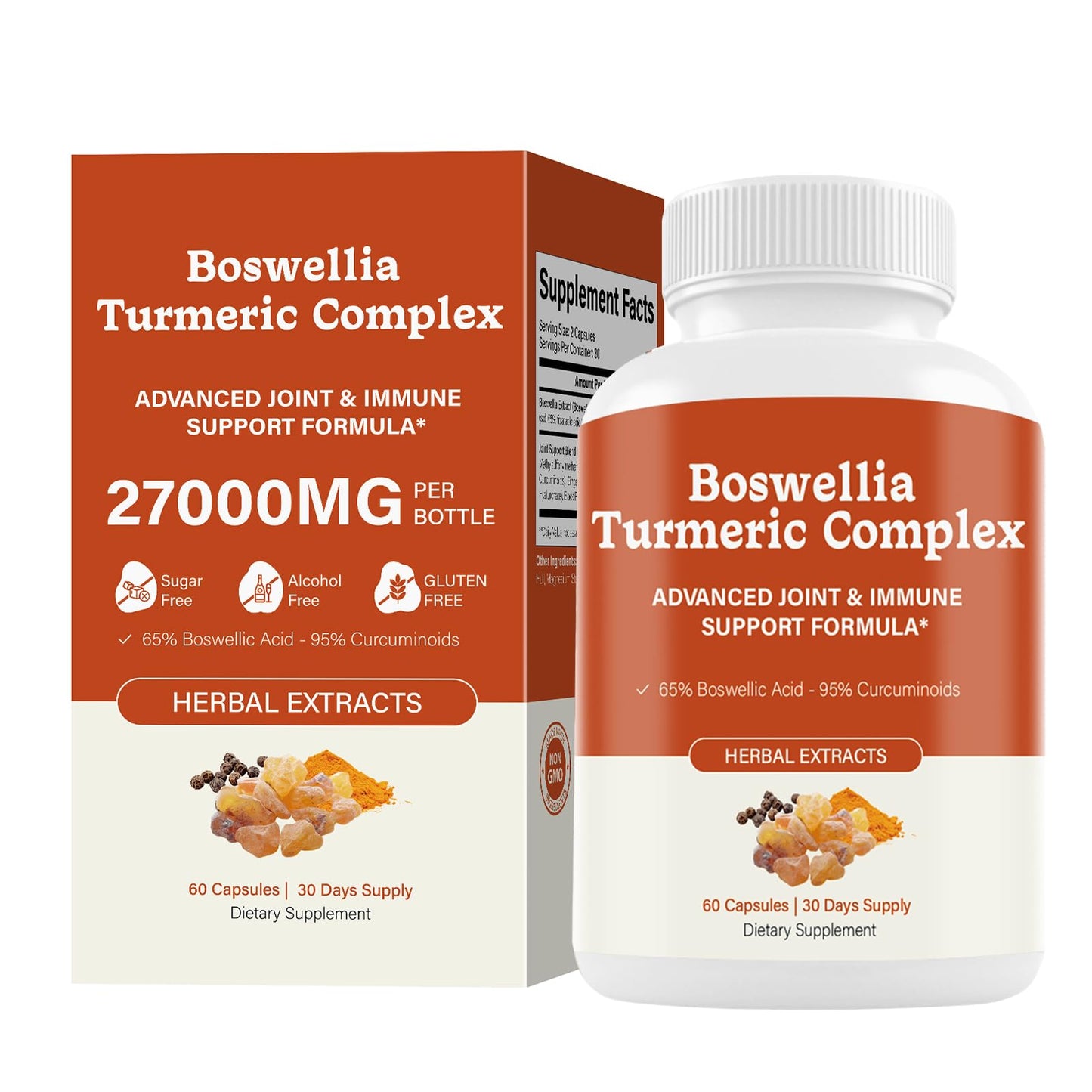 Flulight Boswellia Turmeric Complex, Boswellia Serrata 65% & Curcumin 95% with MSM Capsule, 60 Count