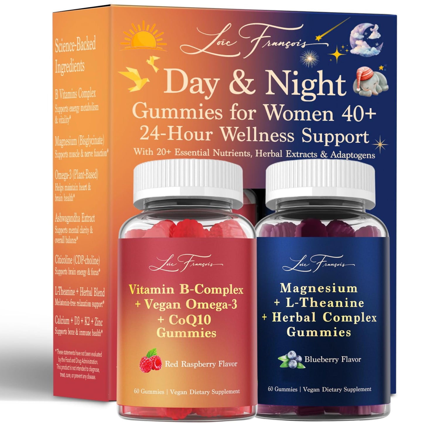 Loïc François Day & Night Multivitamin Gummies for Women 40+ 120 Gummies