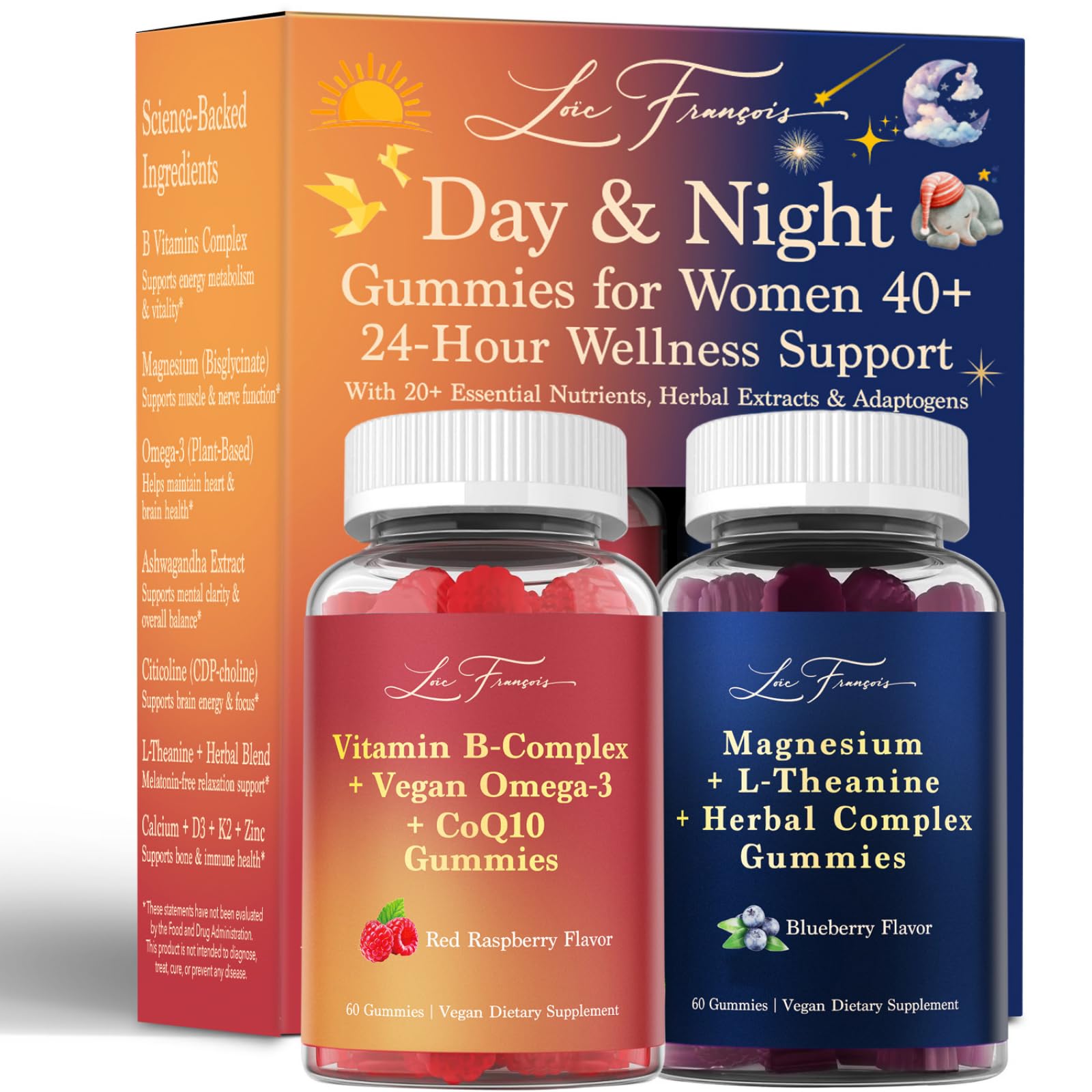 Loïc François Day & Night Multivitamin Gummies for Women 40+ 120 Gummies