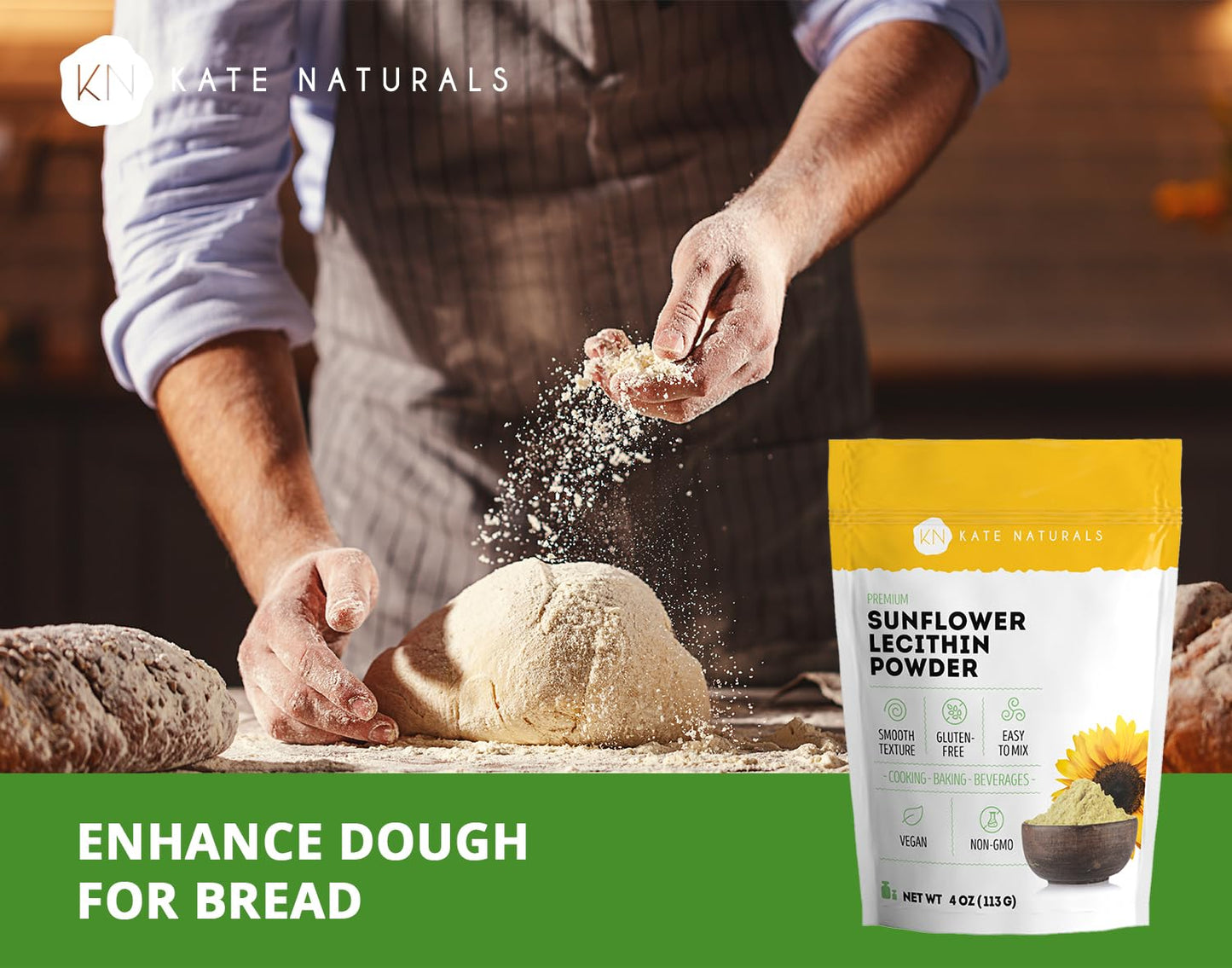 Kate Naturals Sunflower Lecithin Powder & Brewer's Yeast Bundle, 16 oz