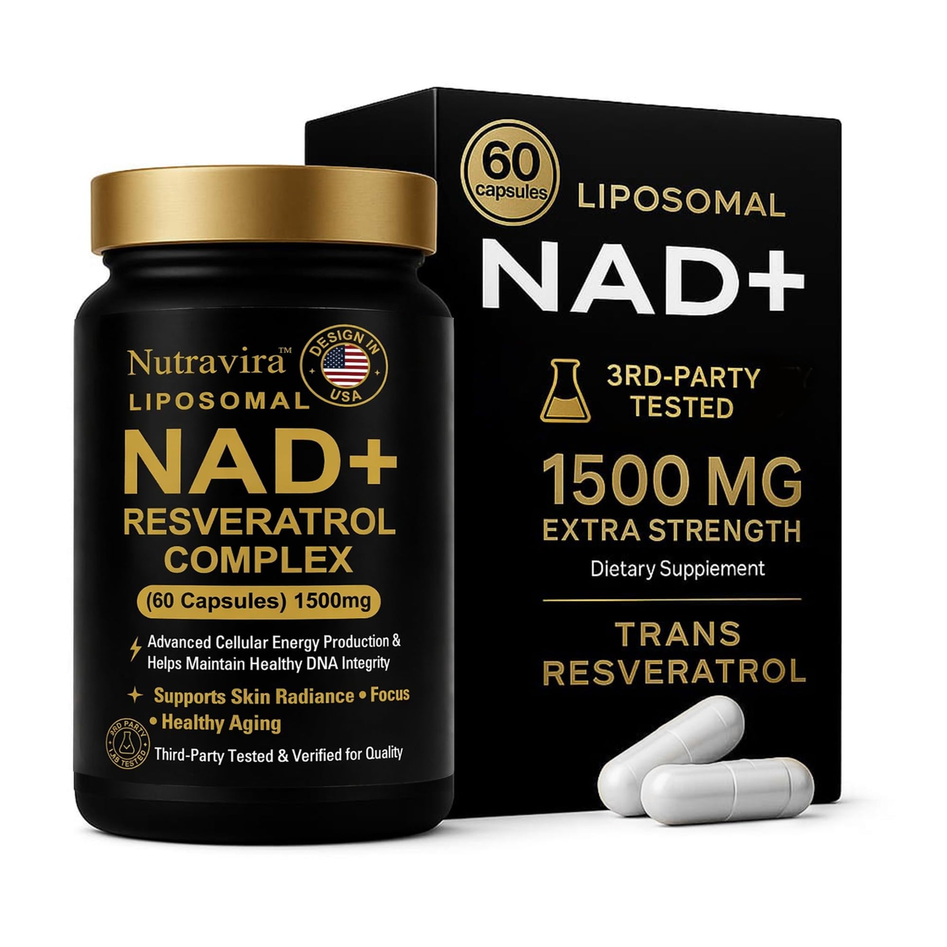 Nutravira Liposomal NAD+ Resveratrol Complex 60 Capsules