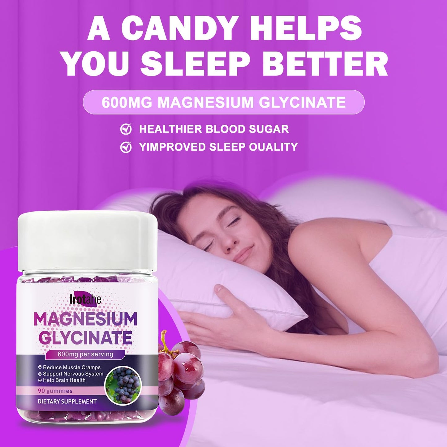 Irotahe Magnesium Glycinate Gummies 600mg Gummy 1 Count
